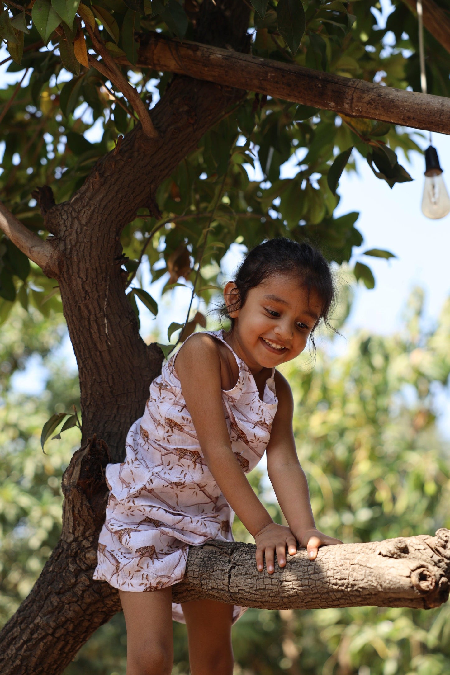 The Mystic Felines Print Pure Linen Skort Top Coord Set