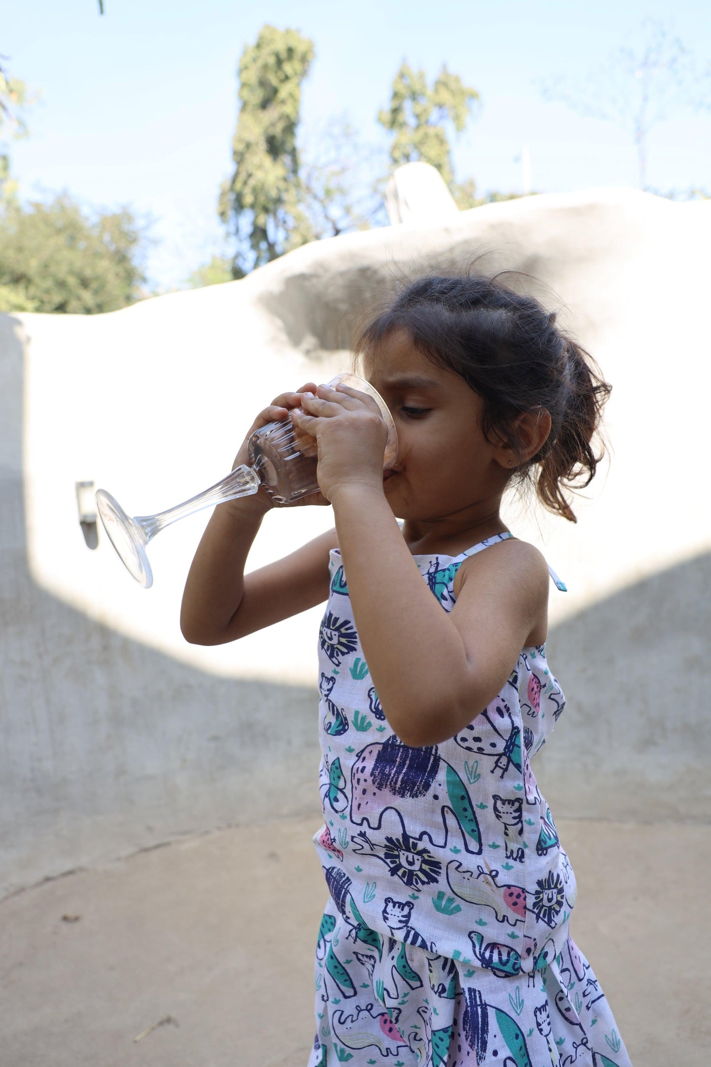 The Funny Fables Print Pure Linen Skirt top Coord Set