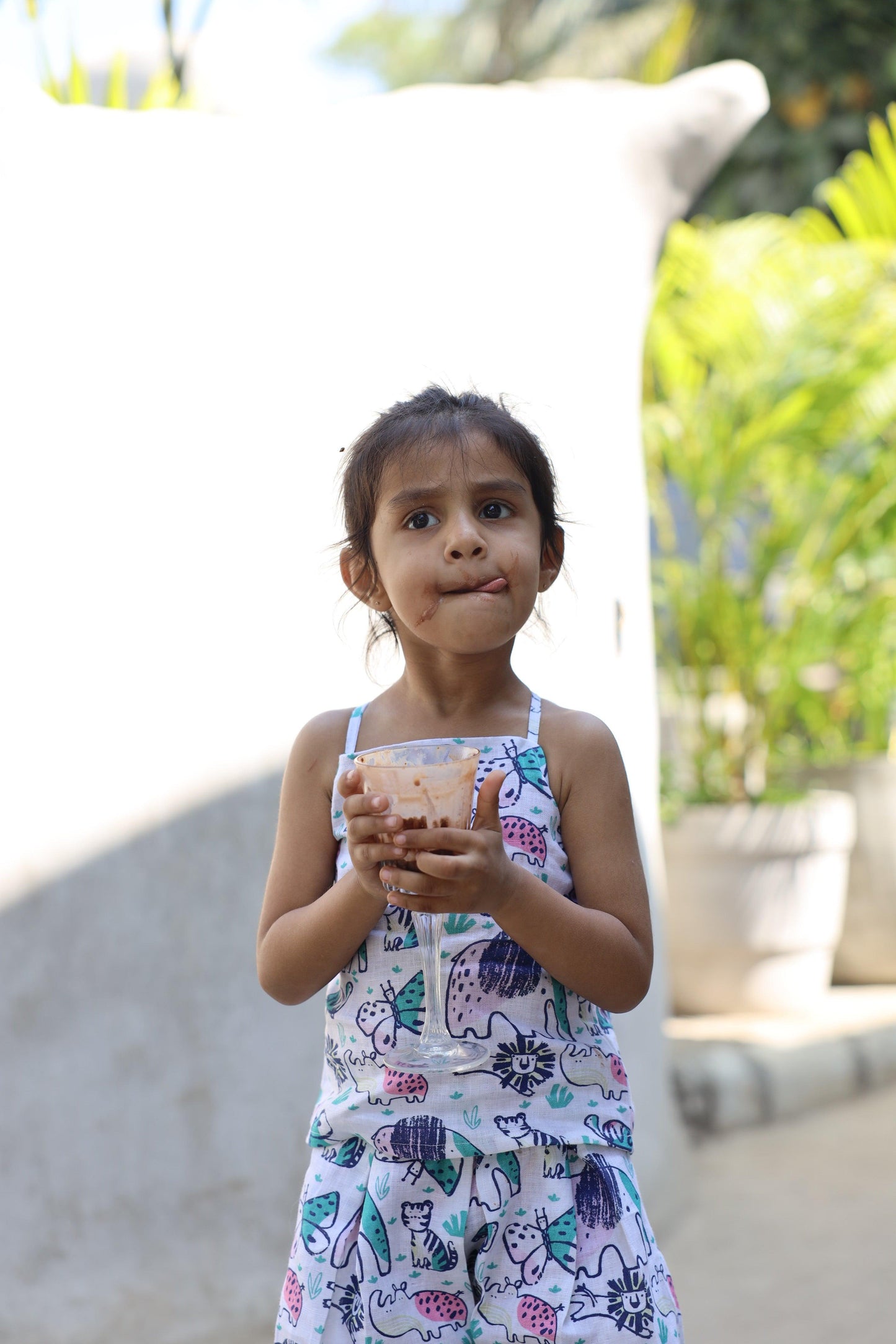 The Funny Fables Print Pure Linen Skirt top Coord Set