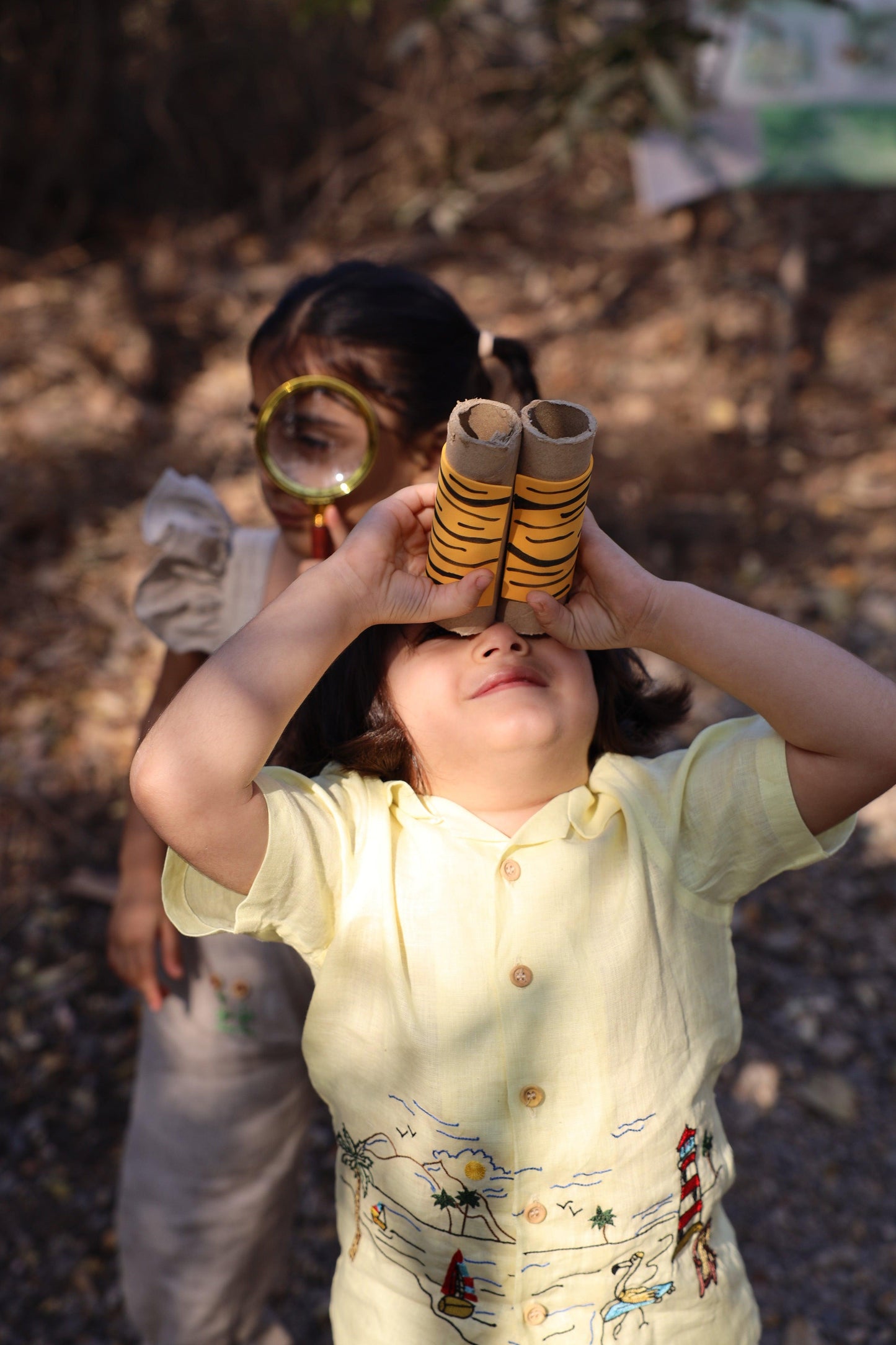The Serenity By The Shore inspired Pure Linen Handwork Unisex Coord Set - Yellow
