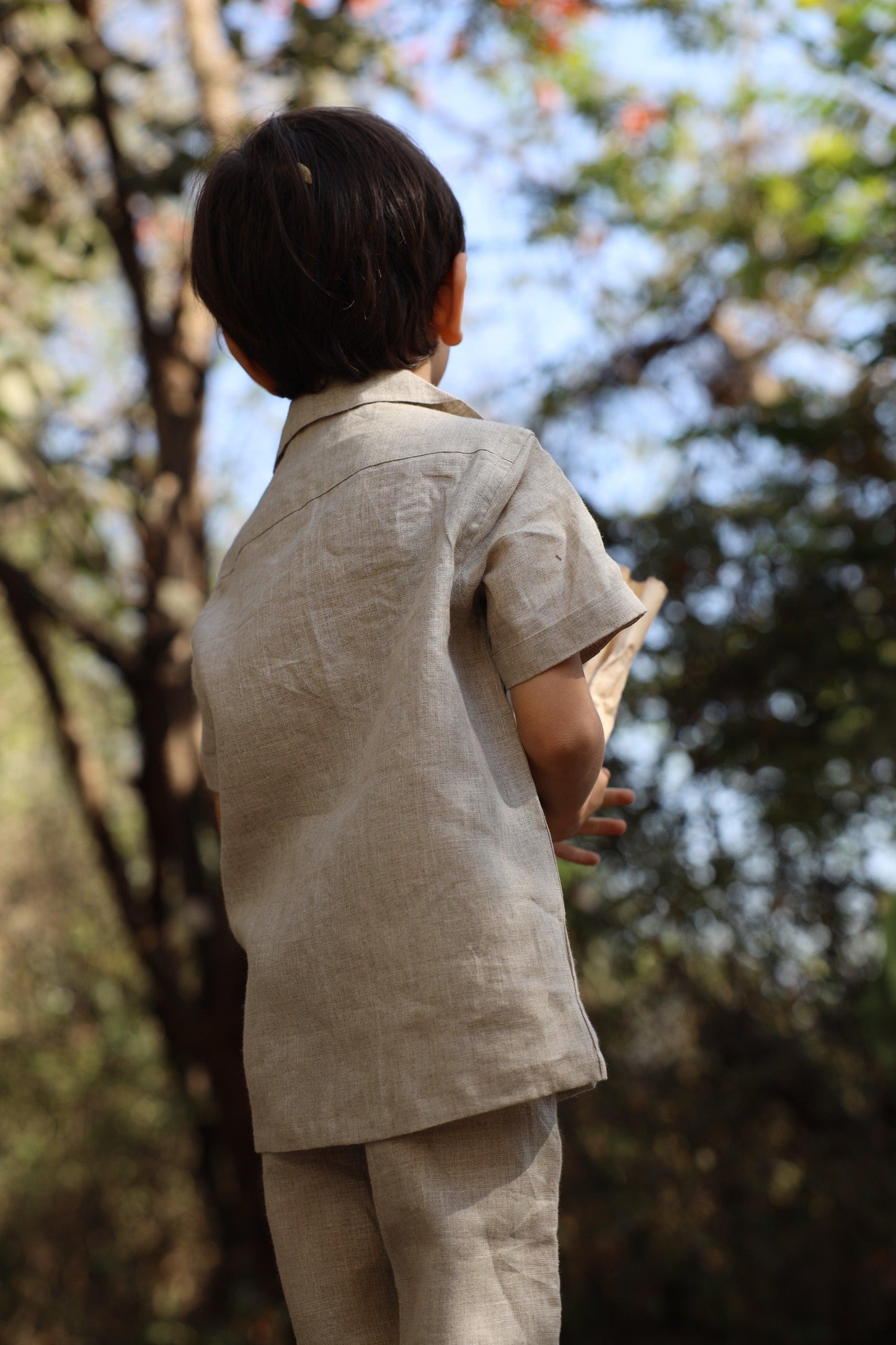 The Imperial Stars And Shuttles inspired Pure Linen Handwork Unisex Coord Set - Khakhi