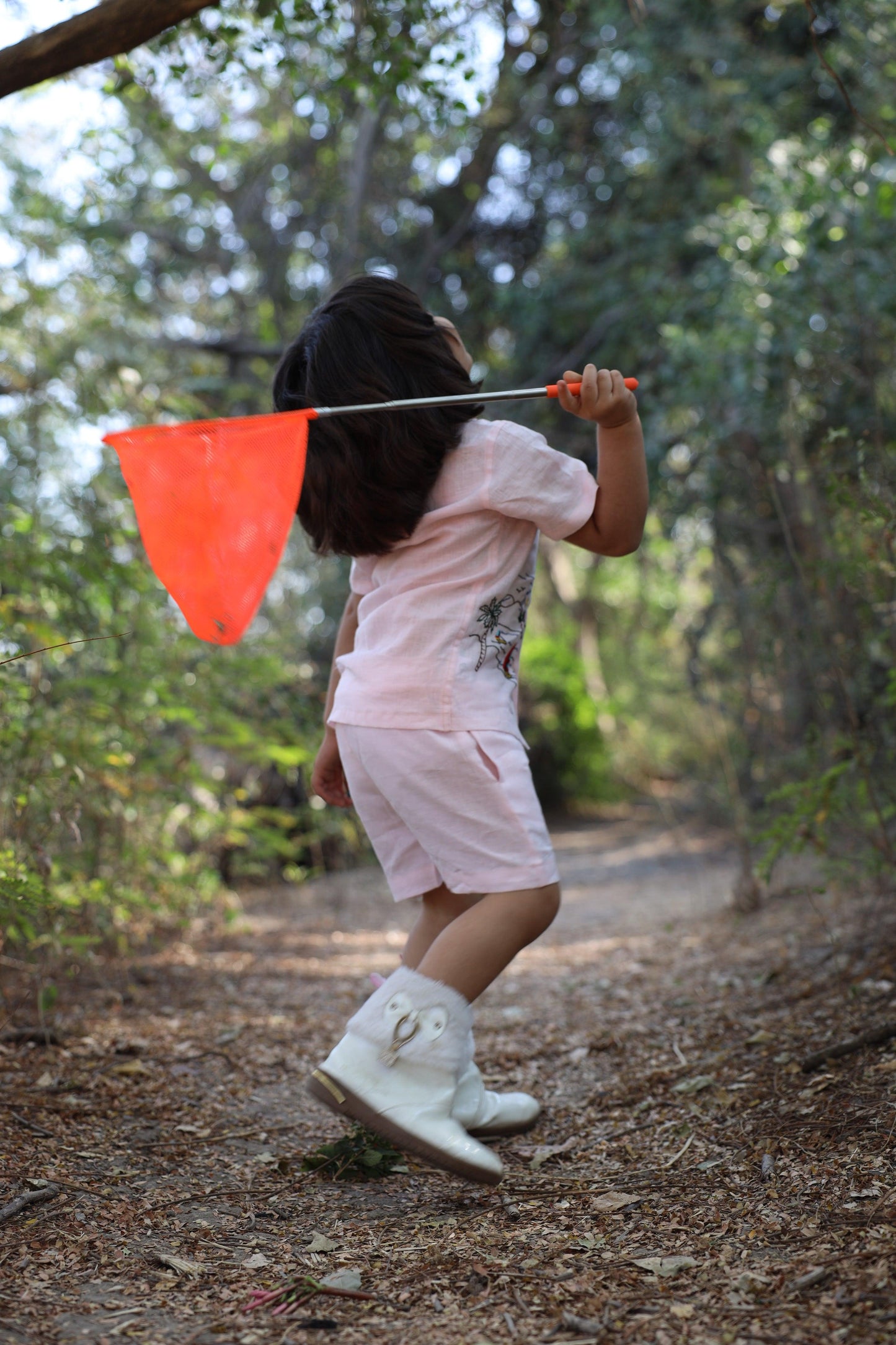 The Serenity By The Shore inspired Pure Linen Handwork Unisex Coord Set - Pink