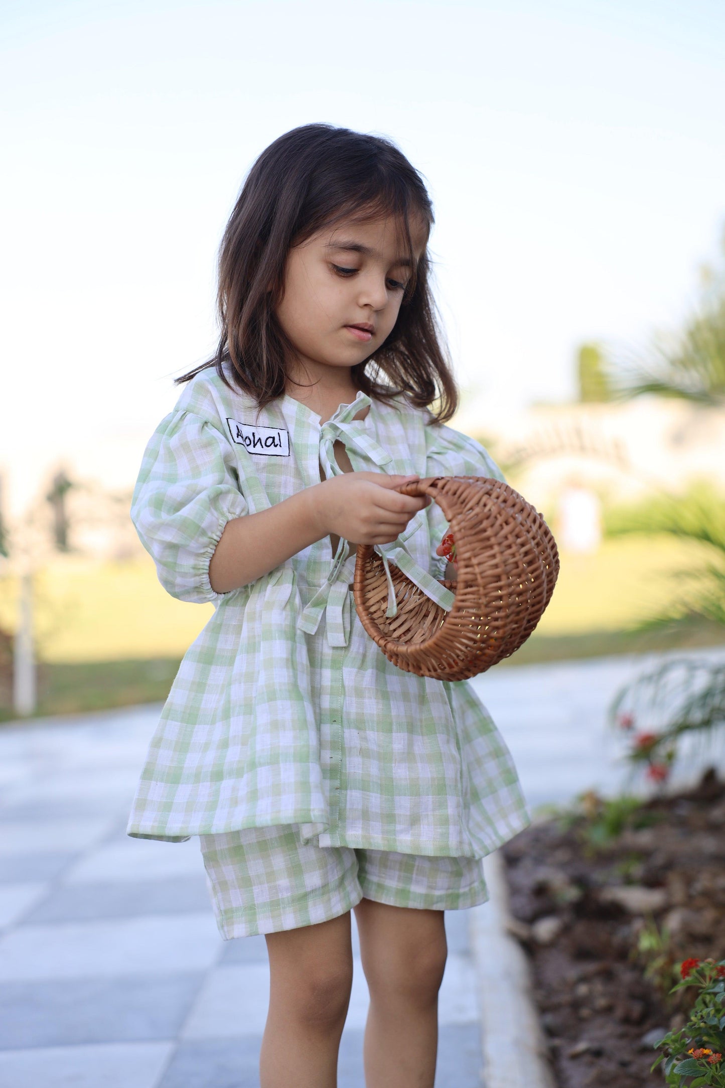 Verdant Checks Pure Linen Co-ord Set