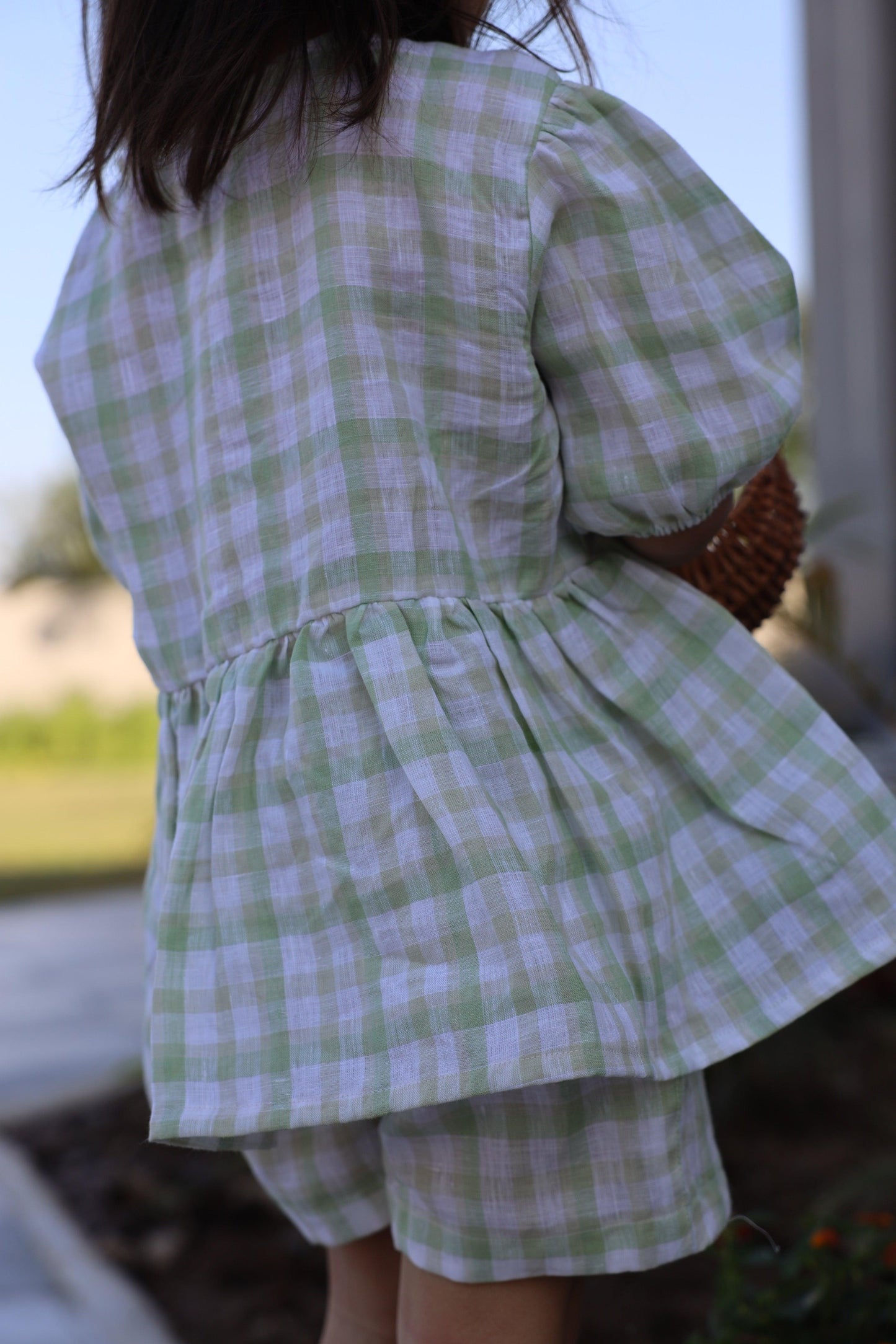 Verdant Checks Pure Linen Co-ord Set