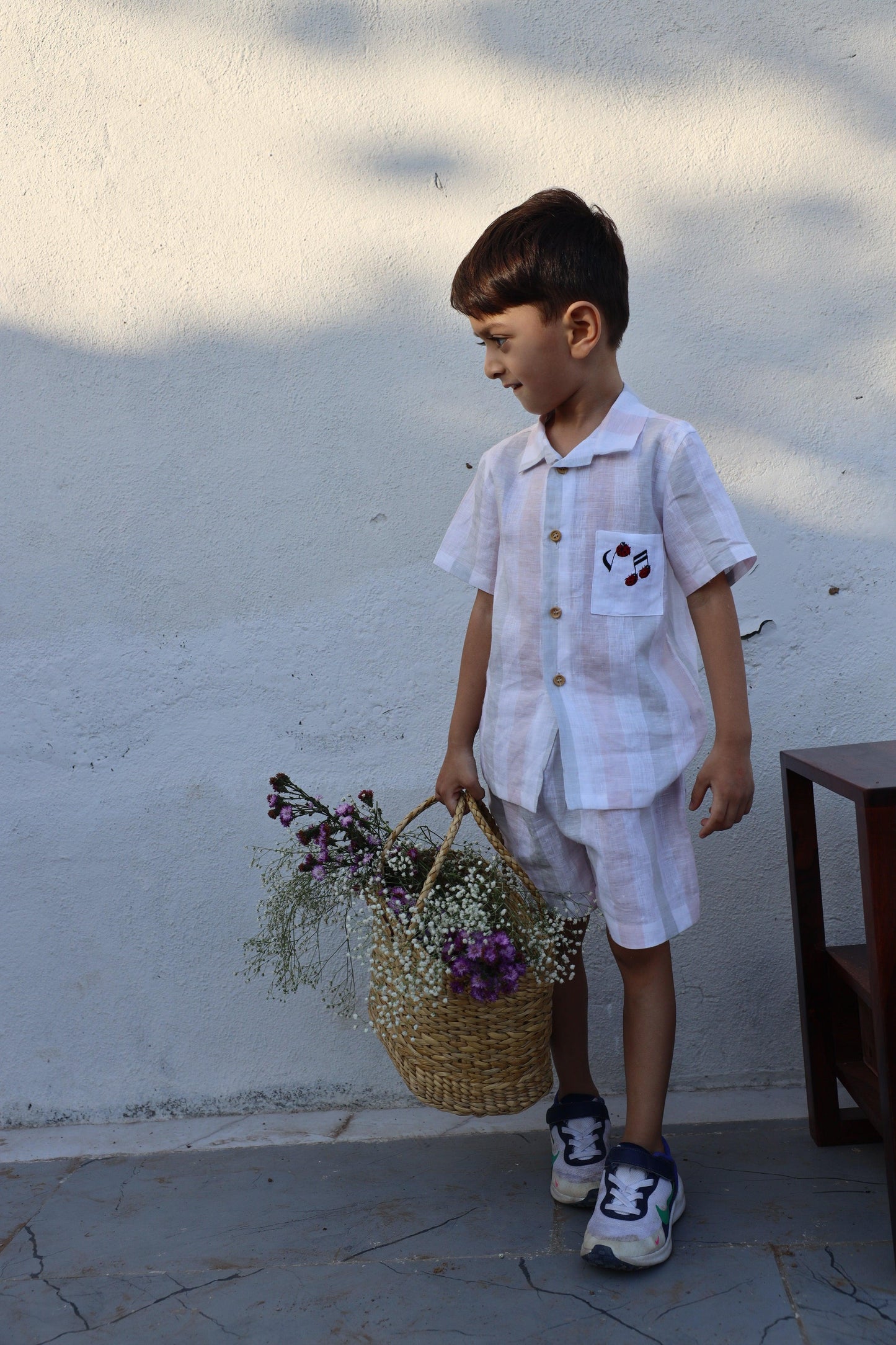 Melodic Stripes Pure Linen Coord