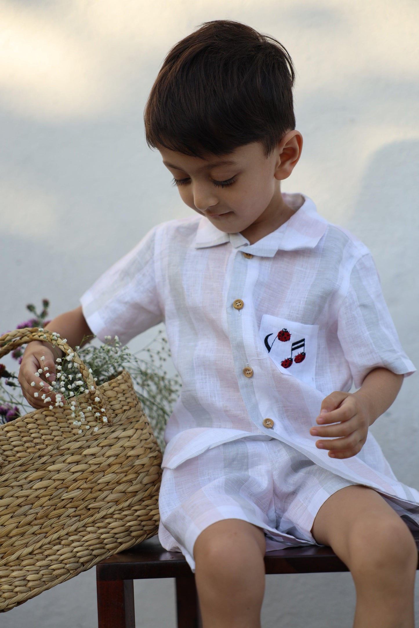 Melodic Stripes Pure Linen Coord