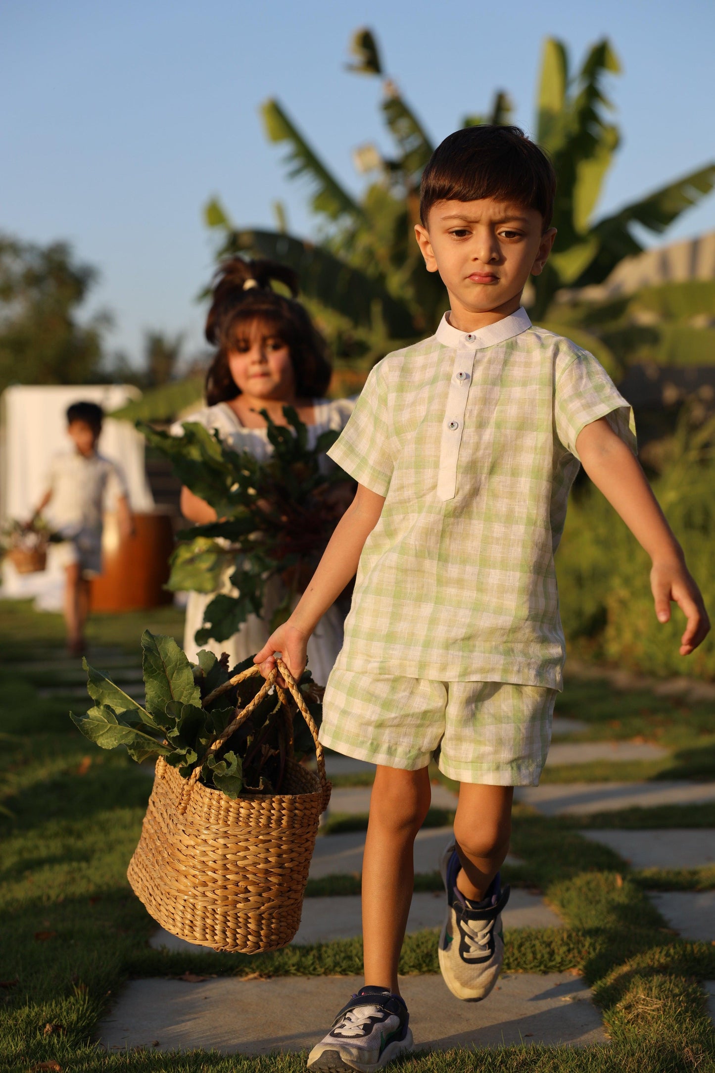 Verdant Checks Pure Linen Co-ord Sets