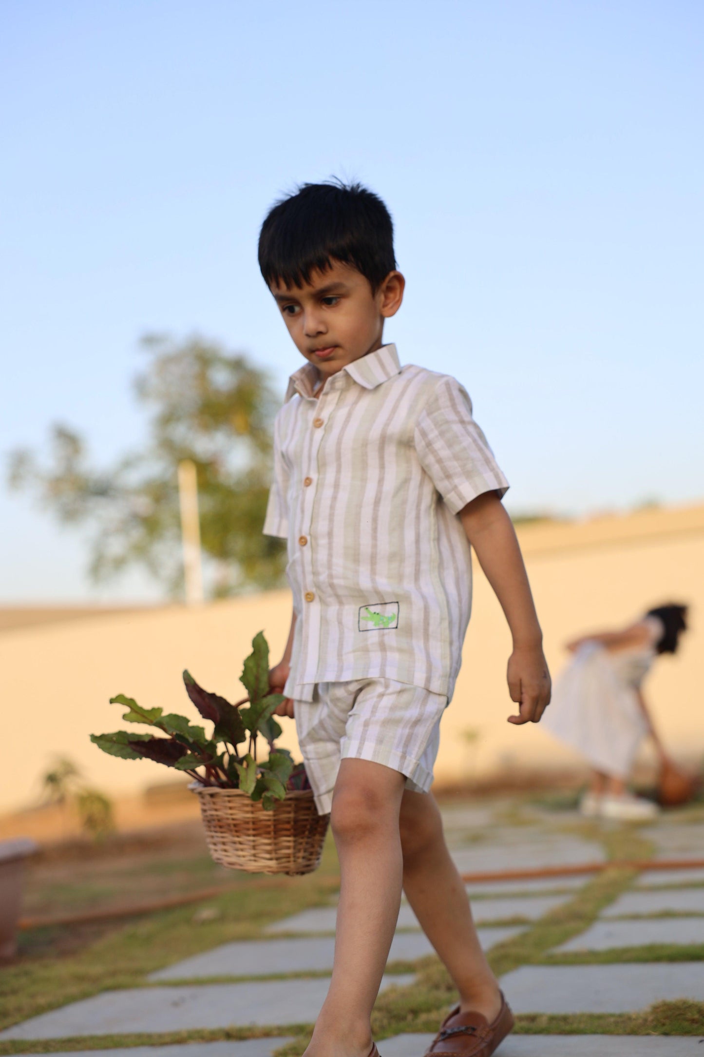 Stripes & Croc Charm Pure Linen Coord