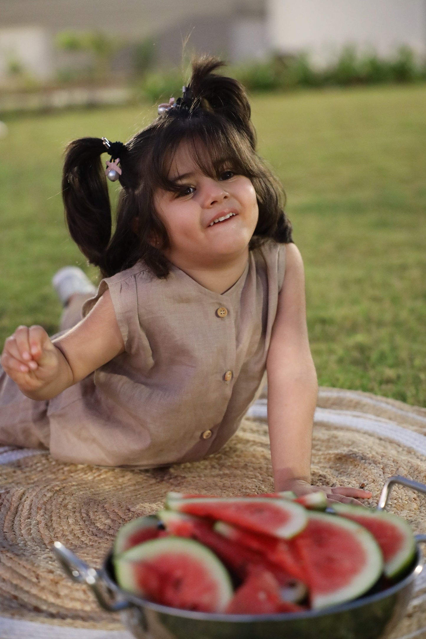 Pure Linen Sleeveless Top - Joggers style pants Coord Set - Brown