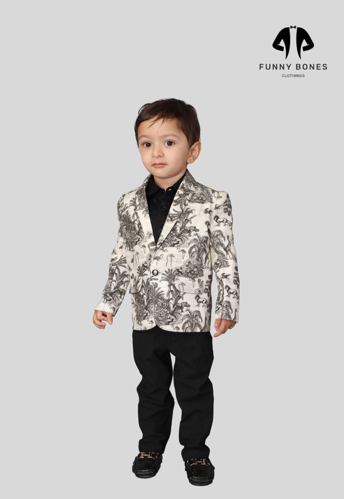 Wildlife Printed Pure Linen Blazer Only - Funny Bones Clothings