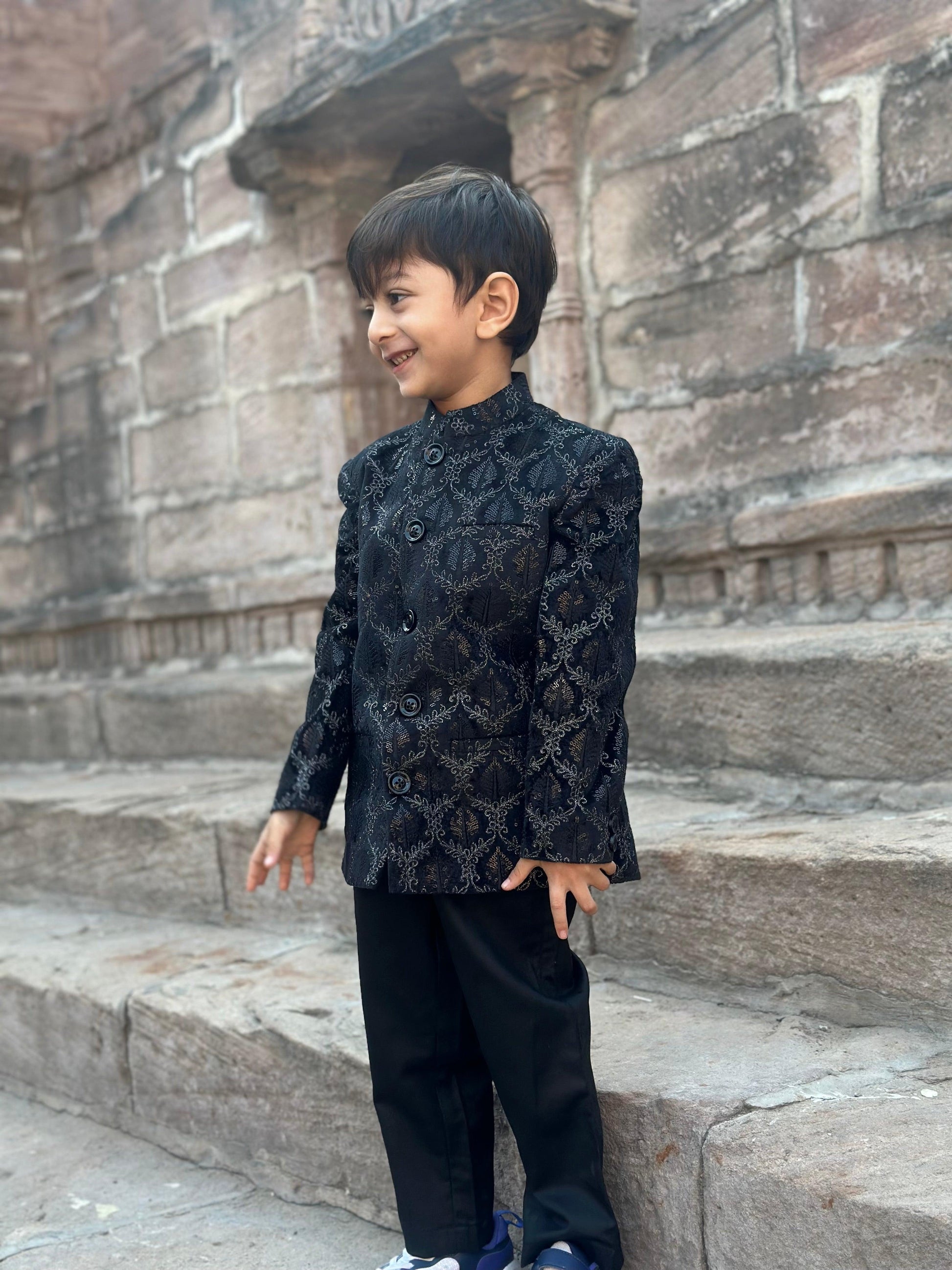 Beautiful Tree Work Premium Velvet Jodhpuri Bandgala with Pants - Funny Bones Clothings