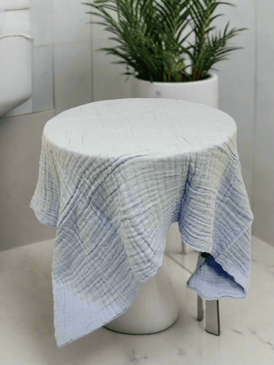 Classic Blue 100% Soft Cotton Muslin Bath Towel (Pack of 1) - Funny Bones Clothings