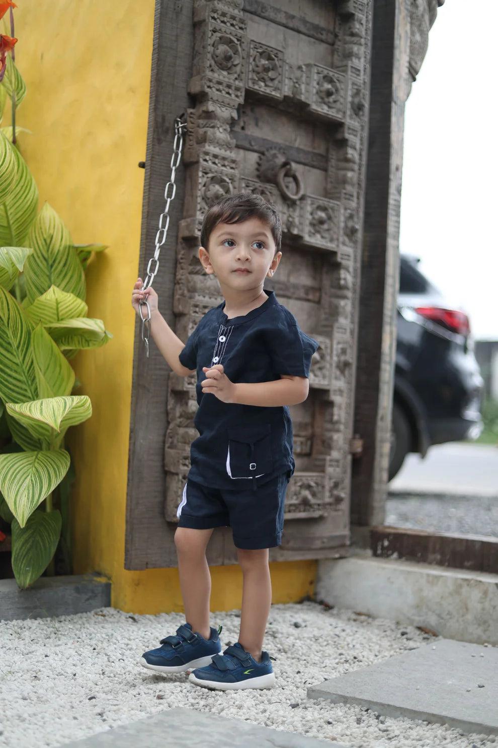 Anchor Pocket Pure Linen Premium Co-ords - Funny Bones Clothings