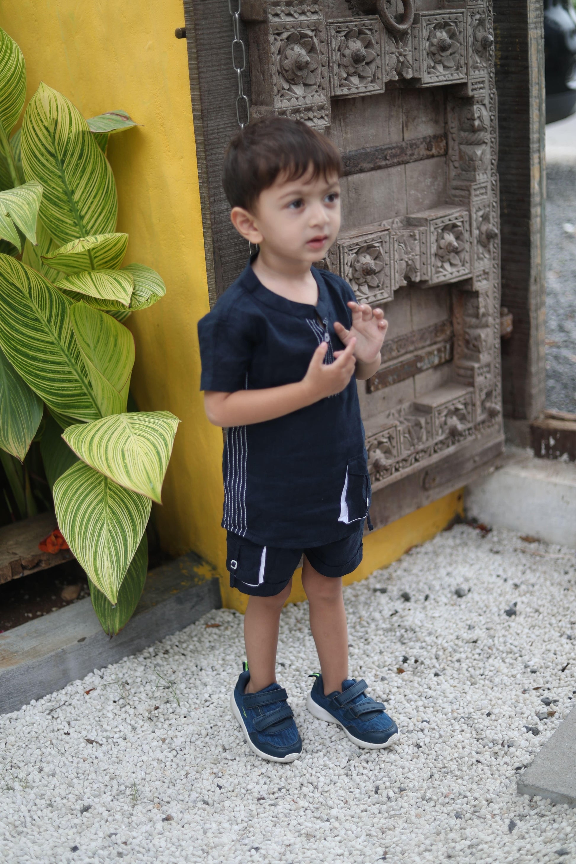 Anchor Pocket Pure Linen Premium Co-ords - Dark Blue - Funny Bones Clothings