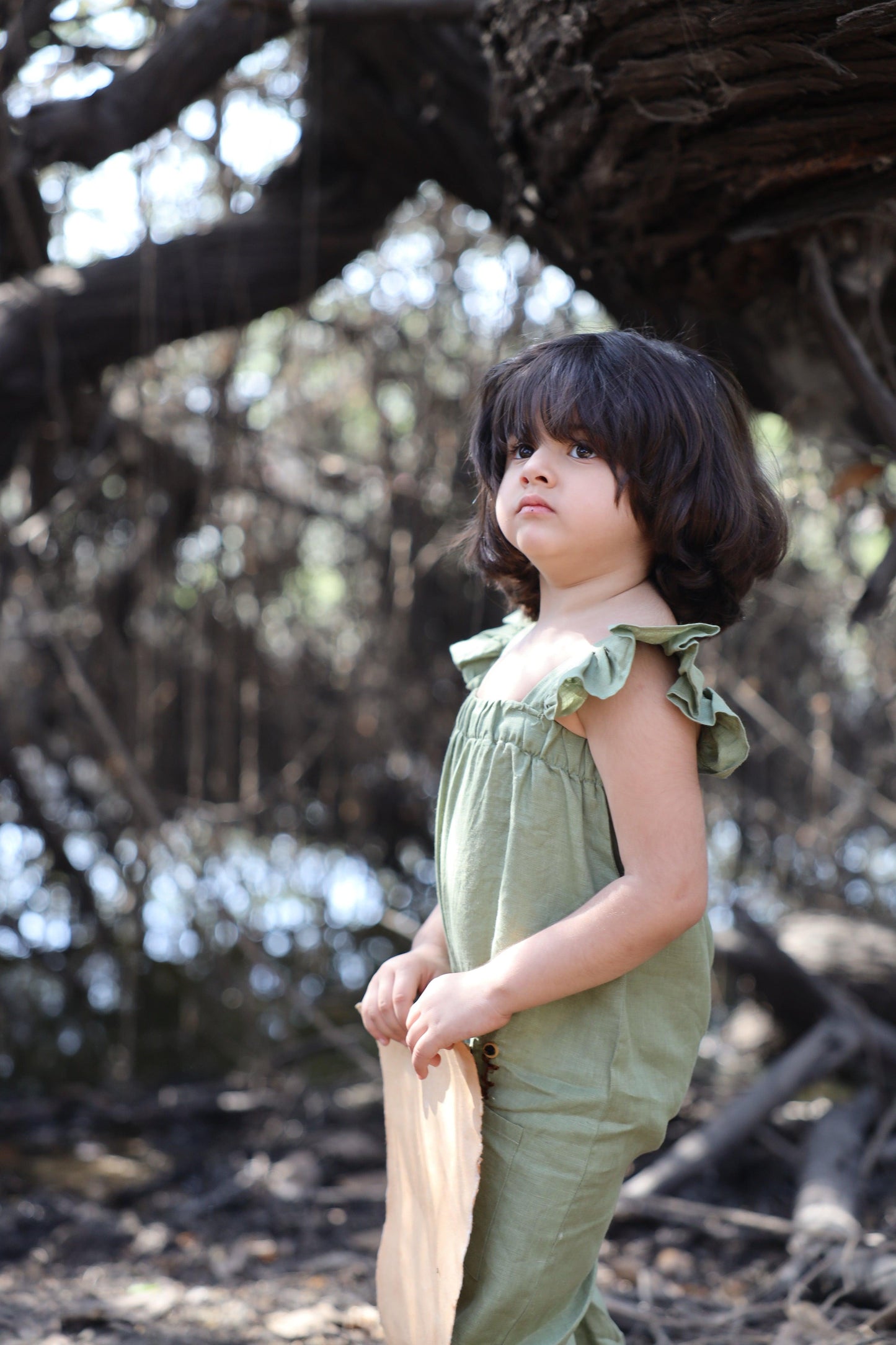 Blooming Wilderness Pure Linen Jumpsuit - Green