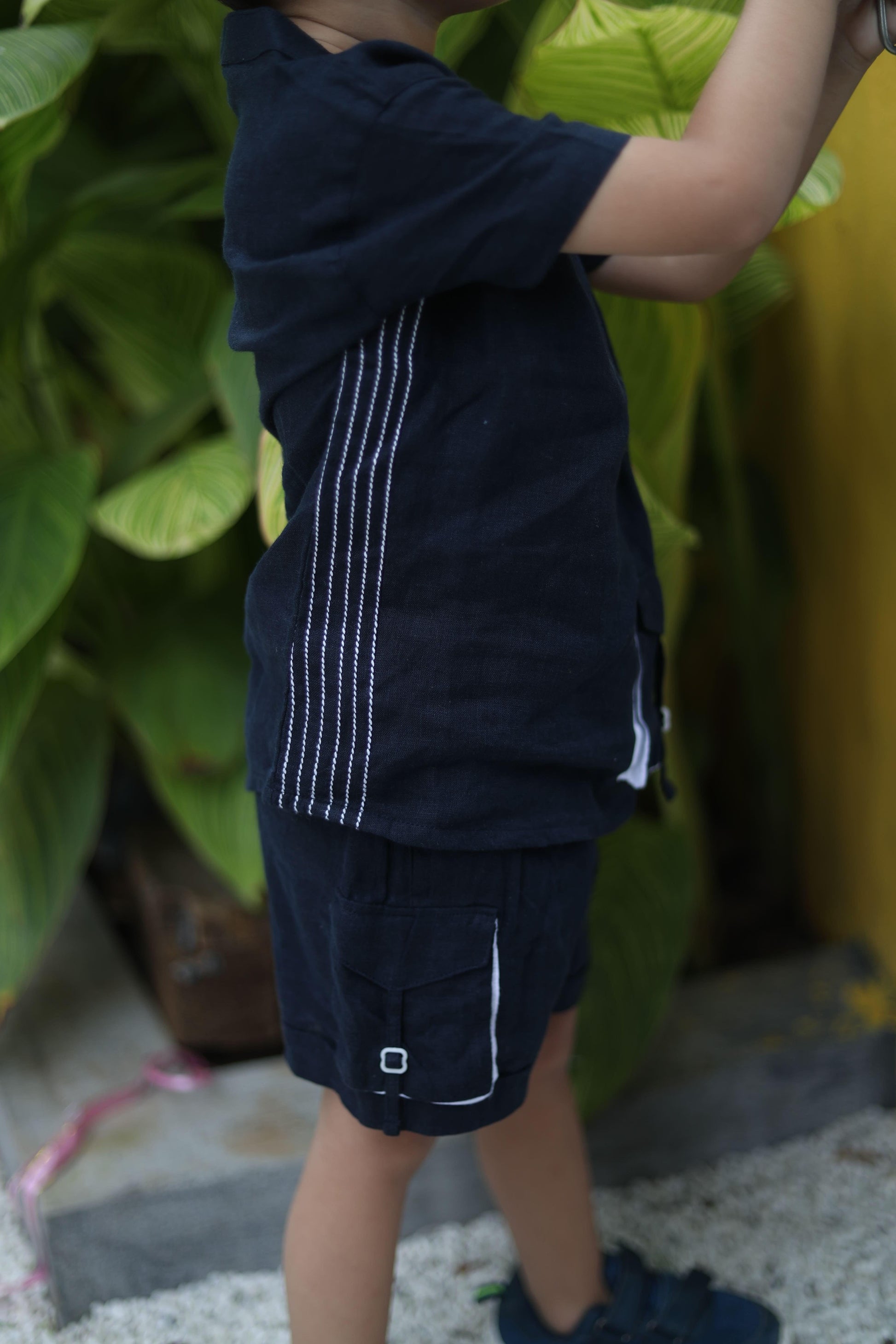 Anchor Pocket Pure Linen Premium Co-ords - Dark Blue - Funny Bones Clothings