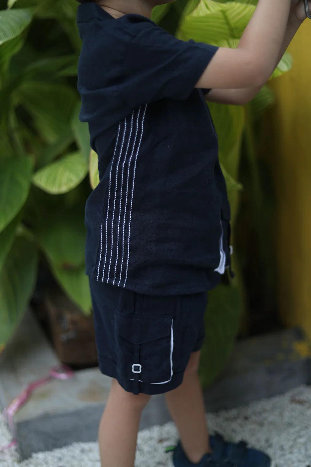 Anchor Pocket Pure Linen Premium Co-ords - Funny Bones Clothings