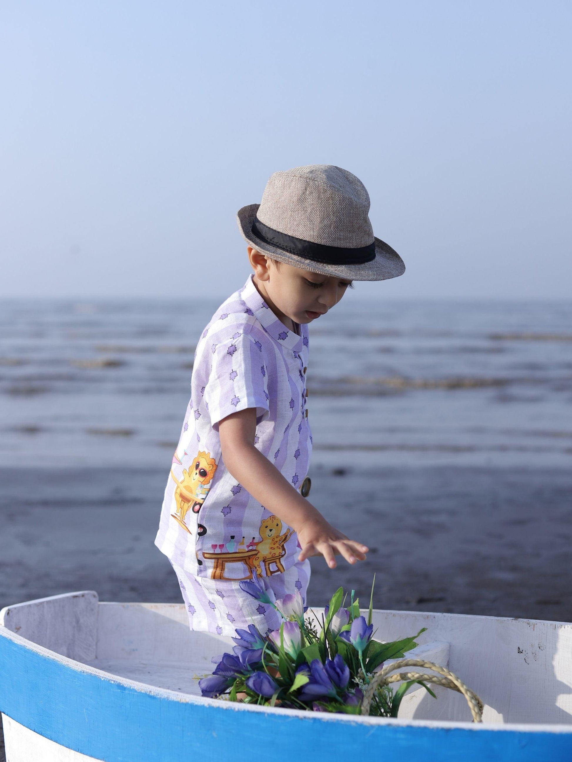 Party Animals Themed Printed Pure Linen Premium Co-ords - Funny Bones Clothings