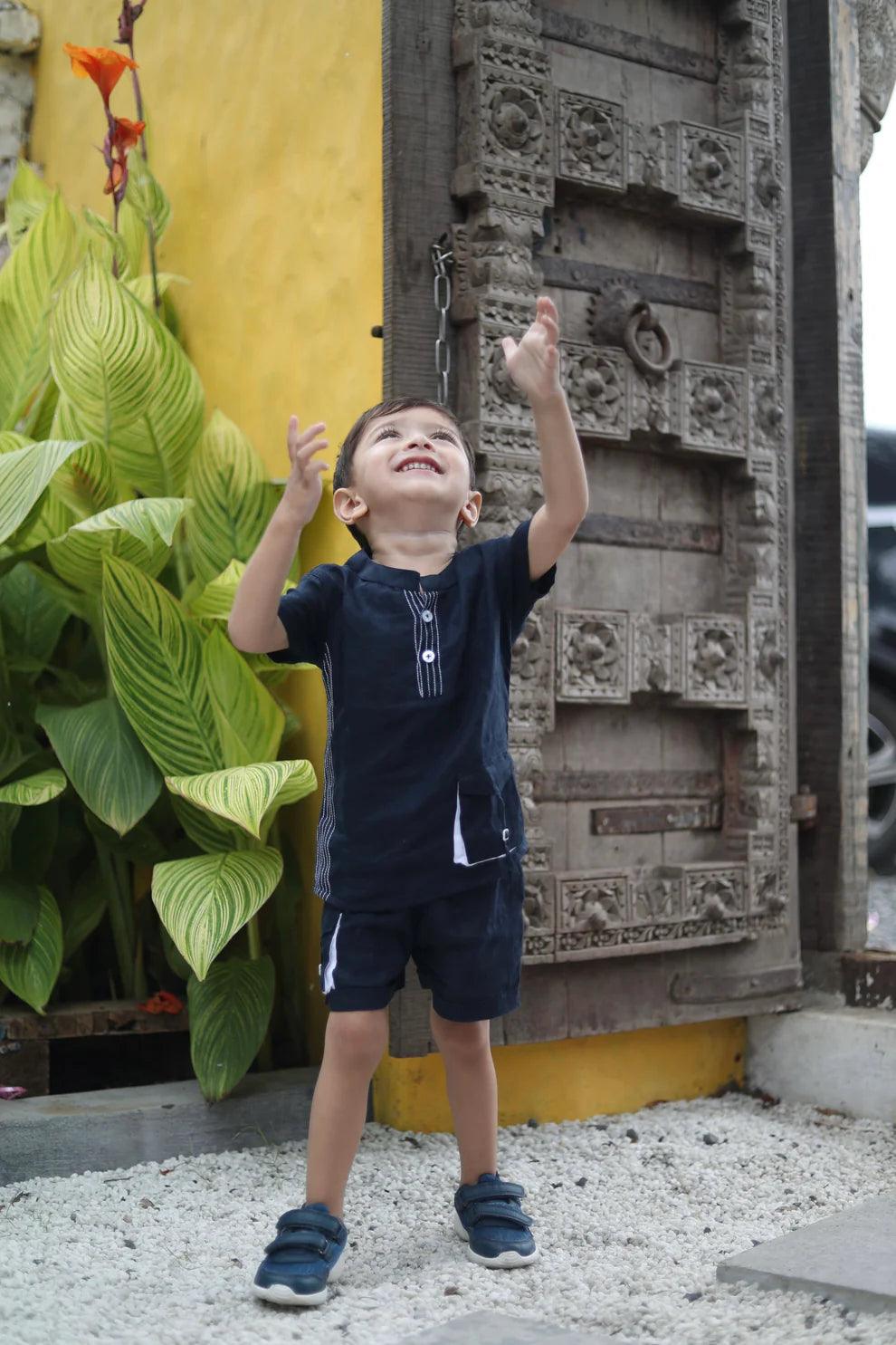 Anchor Pocket Pure Linen Premium Co-ords - Funny Bones Clothings