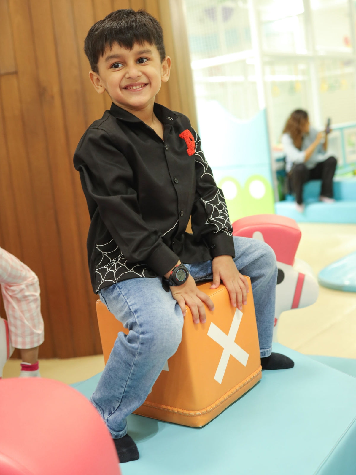 Spiderman Themed Pure Cotton Embriodered Shirt Only (Name Alphabet Customisable; Non Returnable)