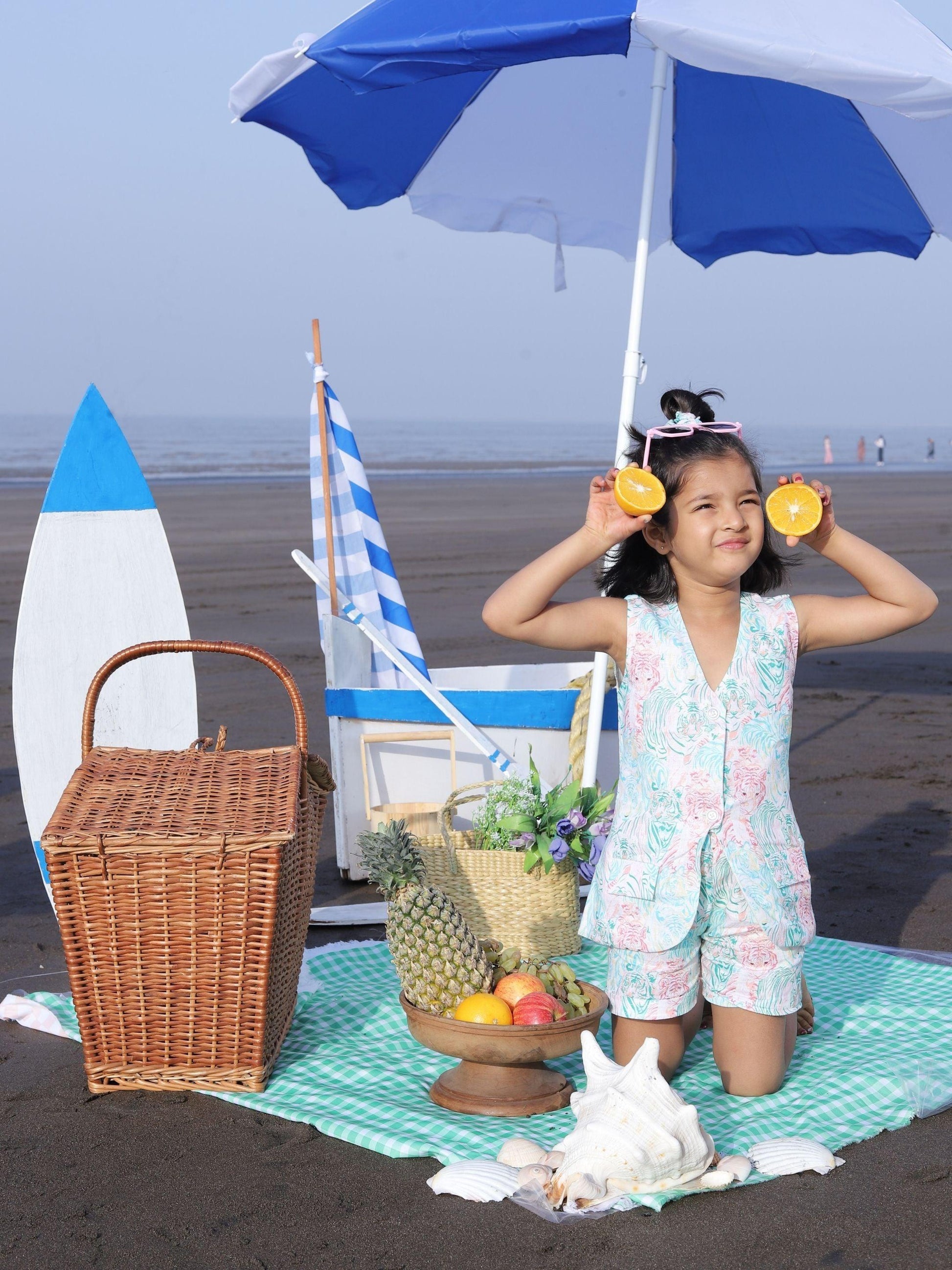 Jacket Shorts Enlightened Tiger Print Pure Linen Co-ords - Funny Bones Clothings