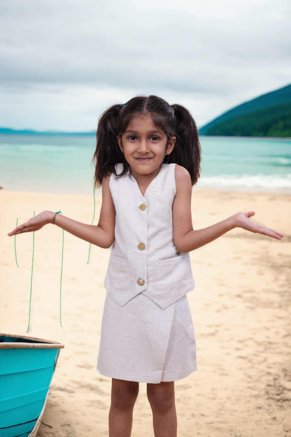 Waist Coat with Skirt Styled Shorts - Biege Colour - Funny Bones Clothings