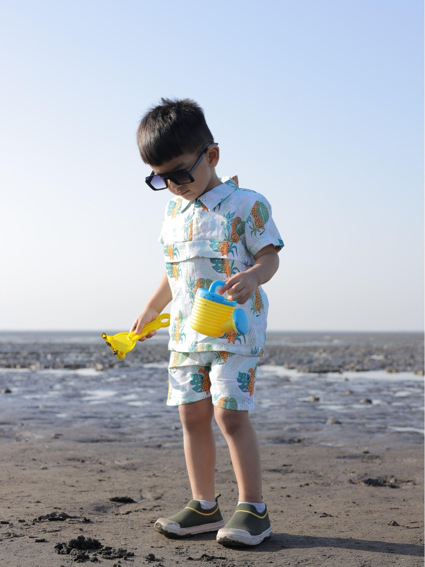 Leafy Leopard Printed Pure Linen Premium Co-ords - Funny Bones Clothings