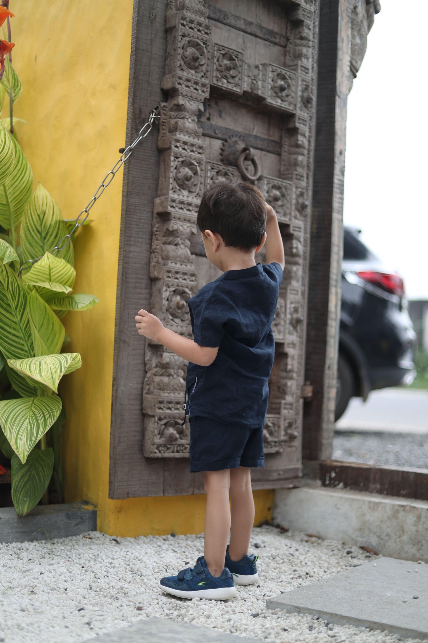 Anchor Pocket Pure Linen Premium Co-ords - Dark Blue - Funny Bones Clothings