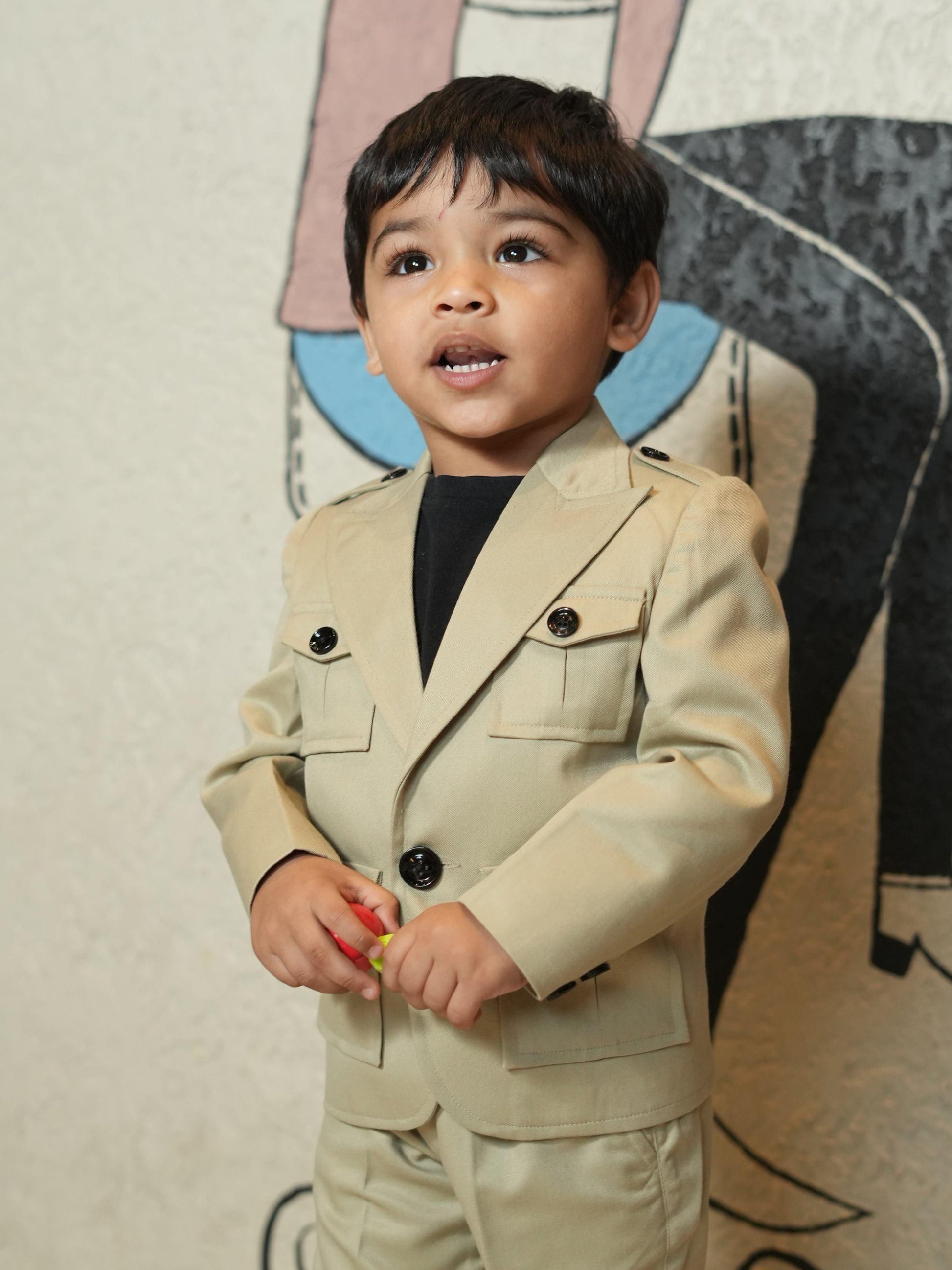 Korean Themed Multi Pocket Causual Blazer Set ( Camel Brown) - Funny Bones Clothings