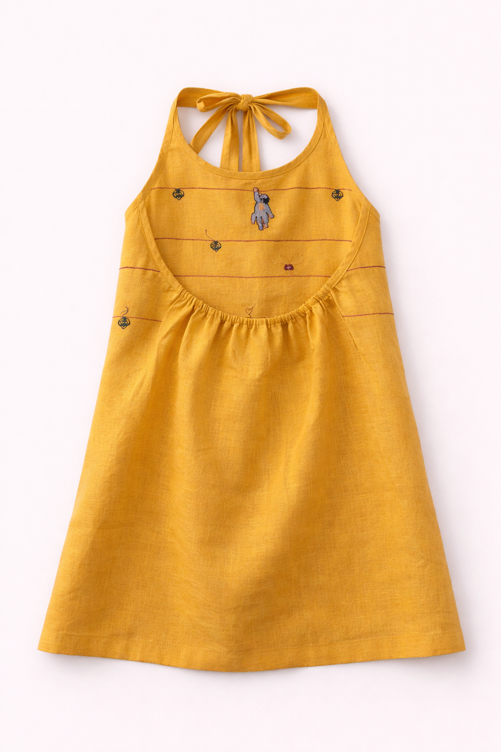 Mustard Twig Handwork Solid Premium Linen Dress
