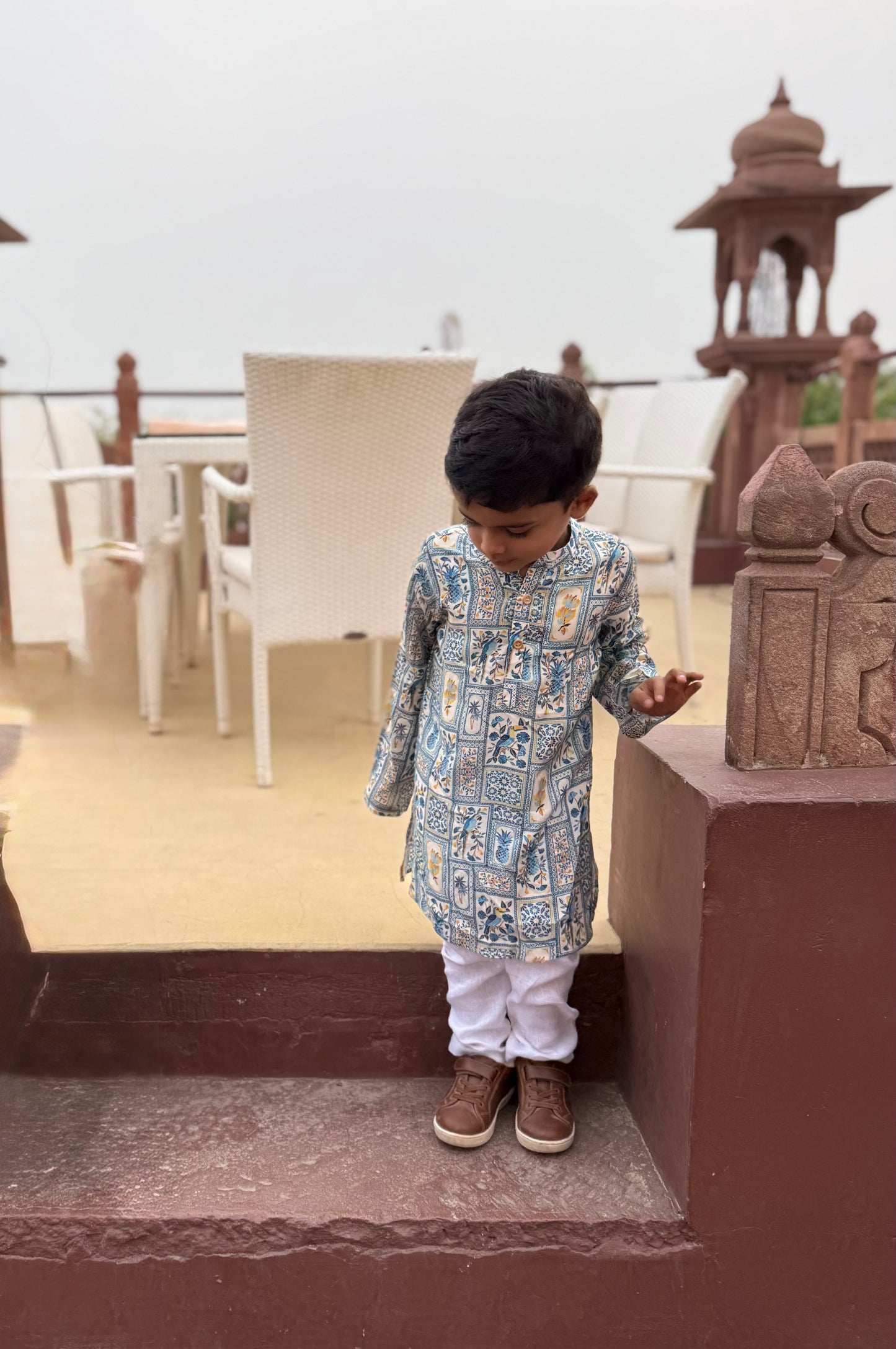 The Royal Tropic Print Pure Muslin Silk Kurta Pajama Set