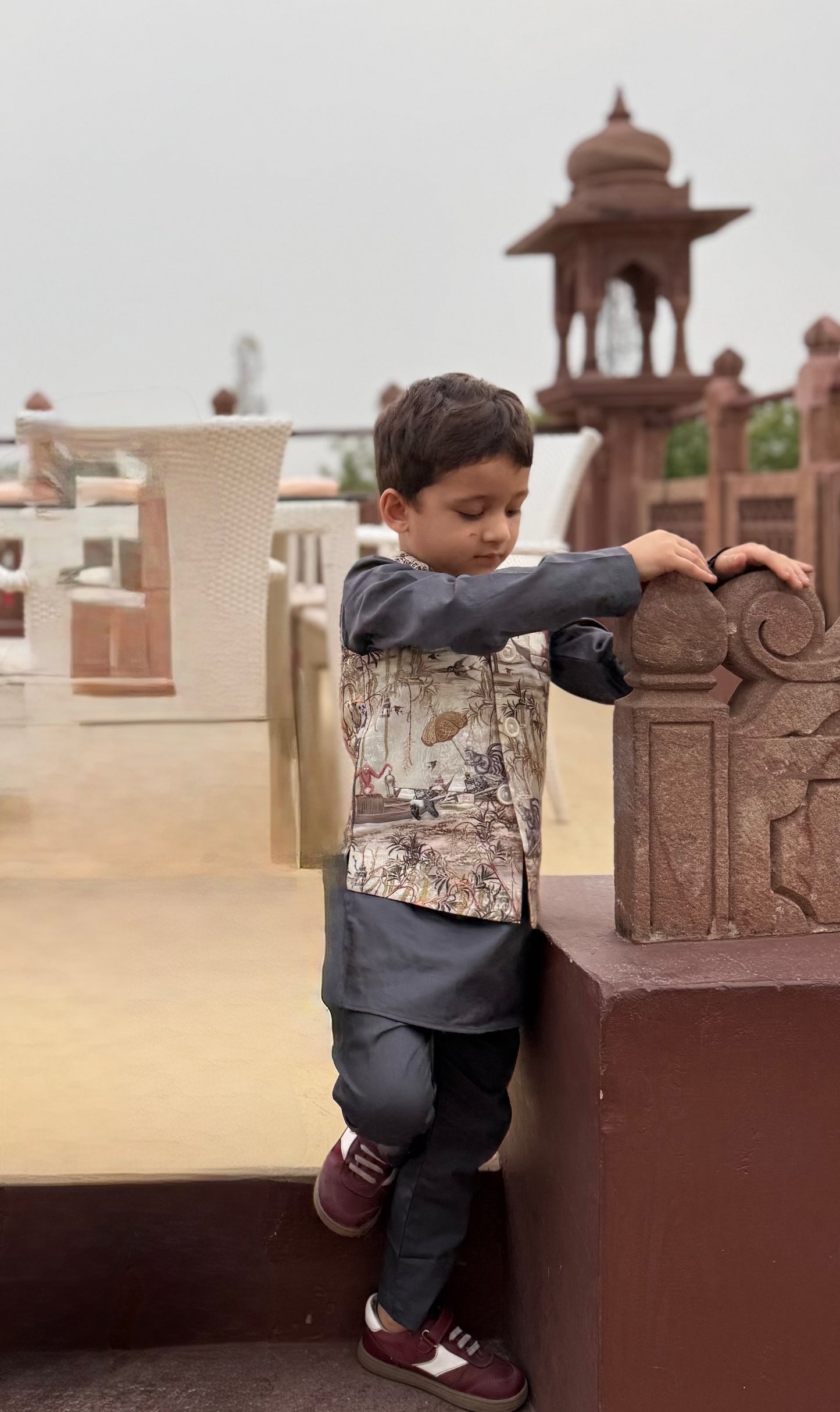 The Vann Vistaar Pure Muslin Silk Koti Kurta Pajama Set