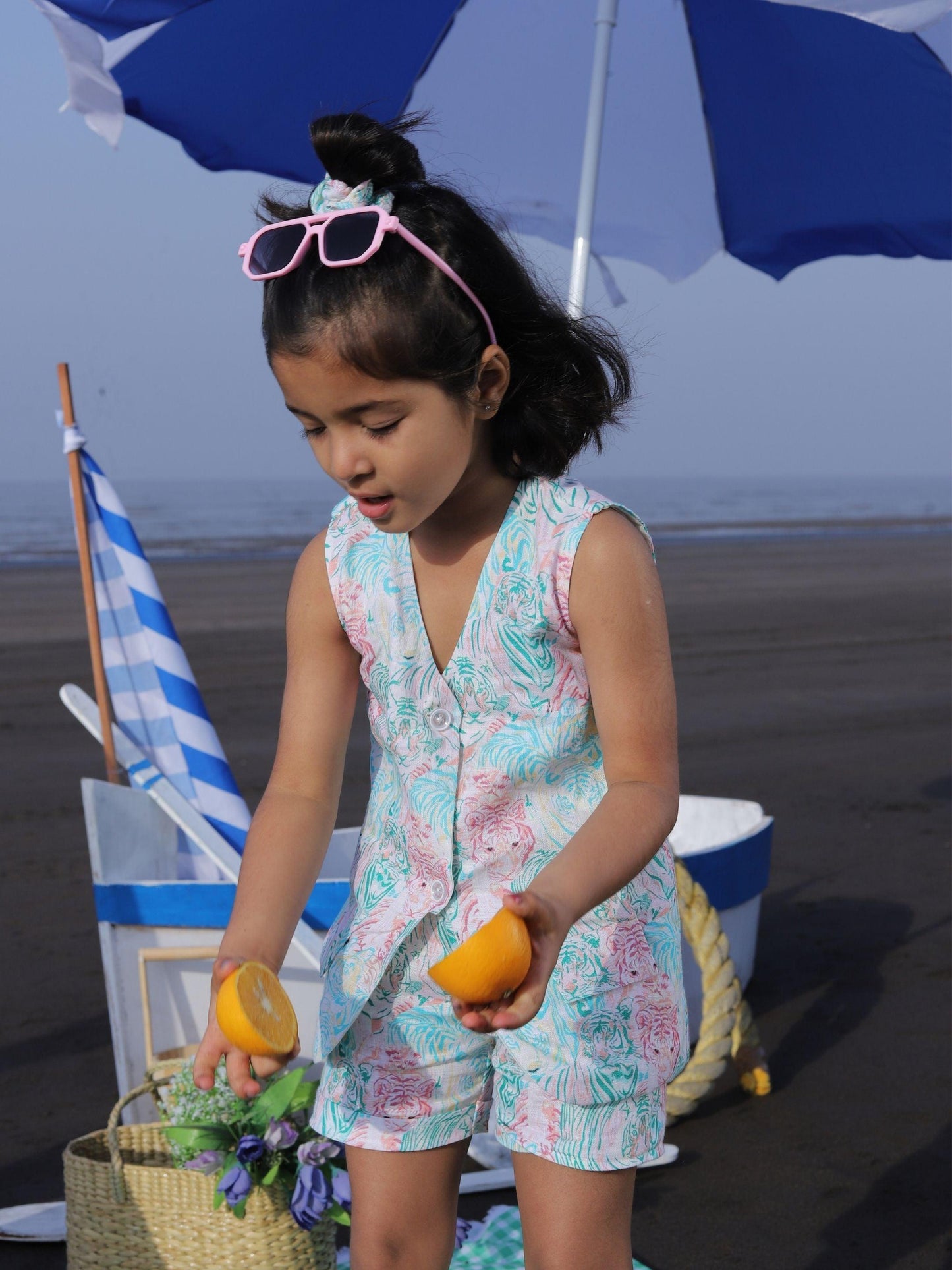 Jacket Shorts Enlightened Tiger Print Pure Linen Co-ords - Funny Bones Clothings