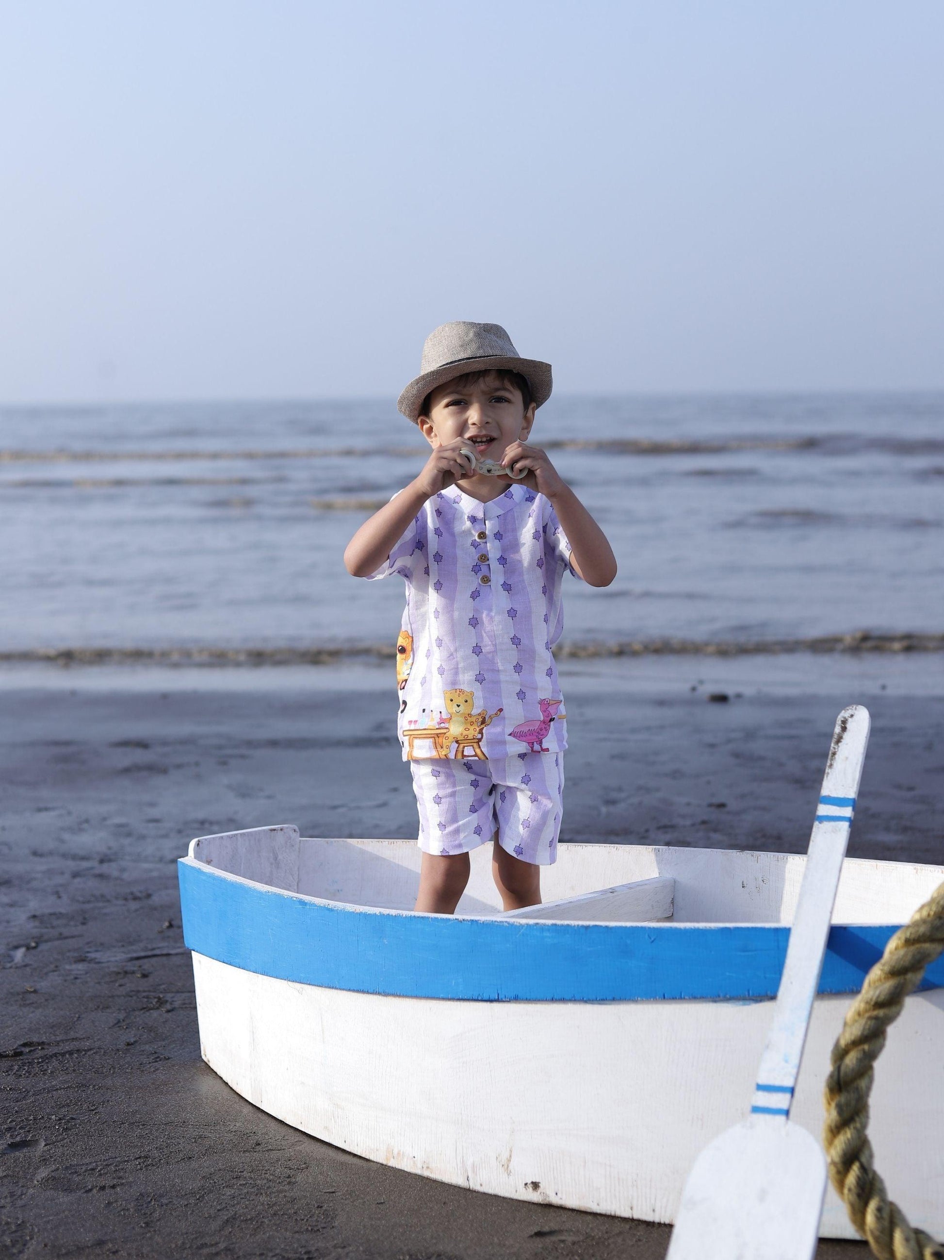 Party Animals Themed Printed Pure Linen Premium Co-ords - Funny Bones Clothings