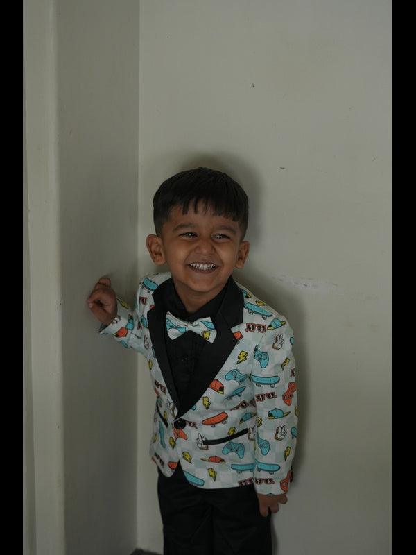 Skates Print Pure Linen Blazer Set - Funny Bones Clothings