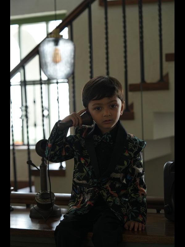 Forest Print Pure Satin Silk Blazer Set - Funny Bones Clothings