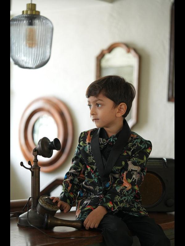 Forest Print Pure Satin Silk Blazer Set - Funny Bones Clothings