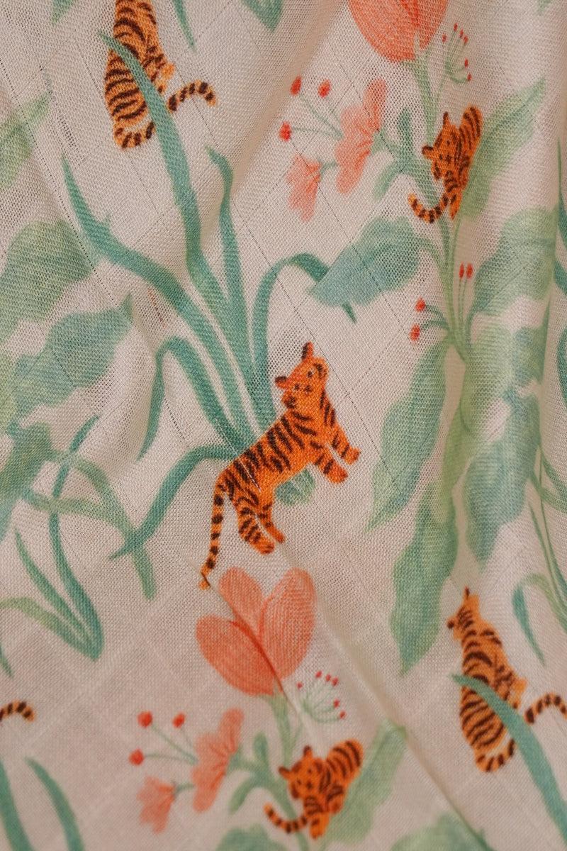 Tiger and The Bush Themed Bamboo Muslin Cotton Blanket