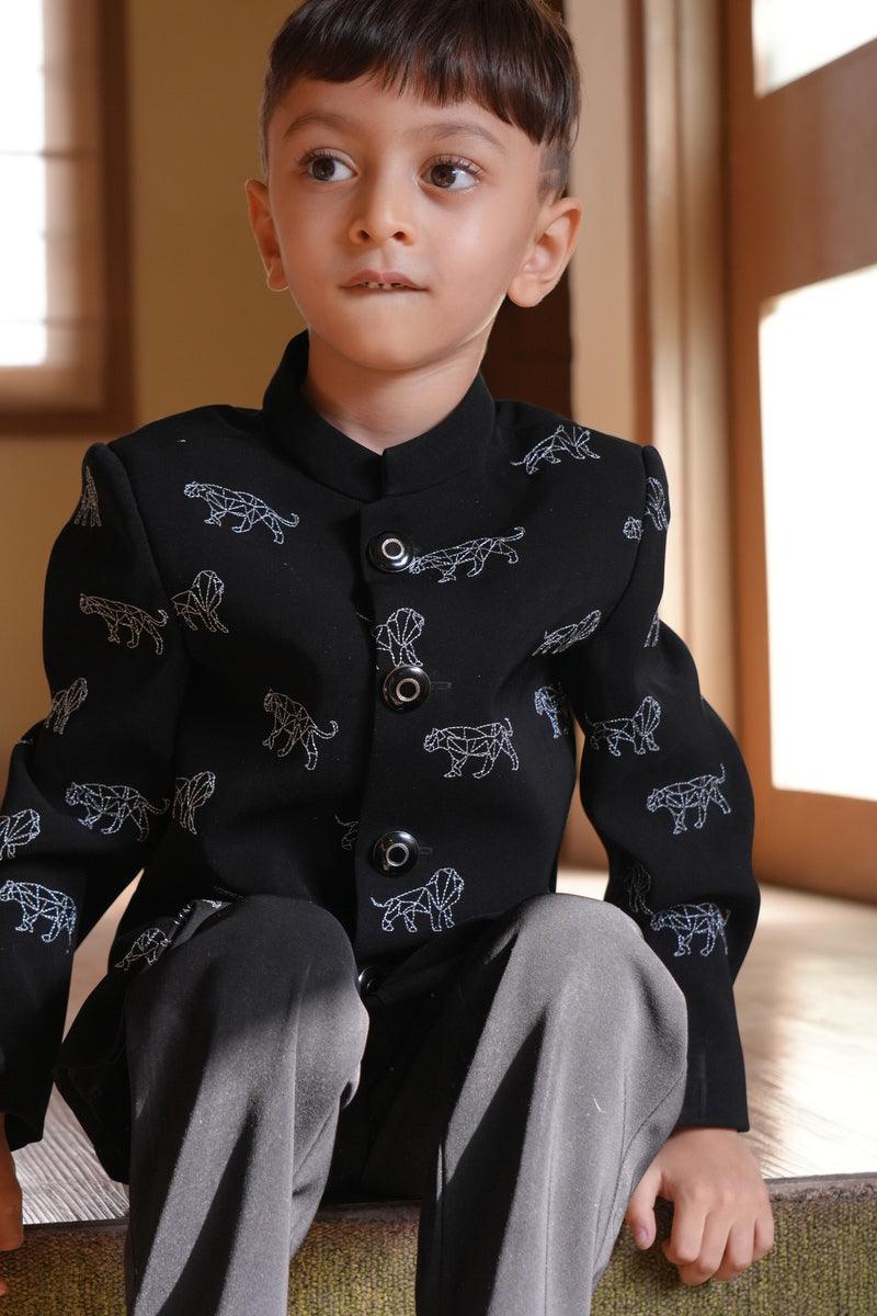 Kings of Prowls Themed Embriodered Bandgala Jodhpuri Blazer Set