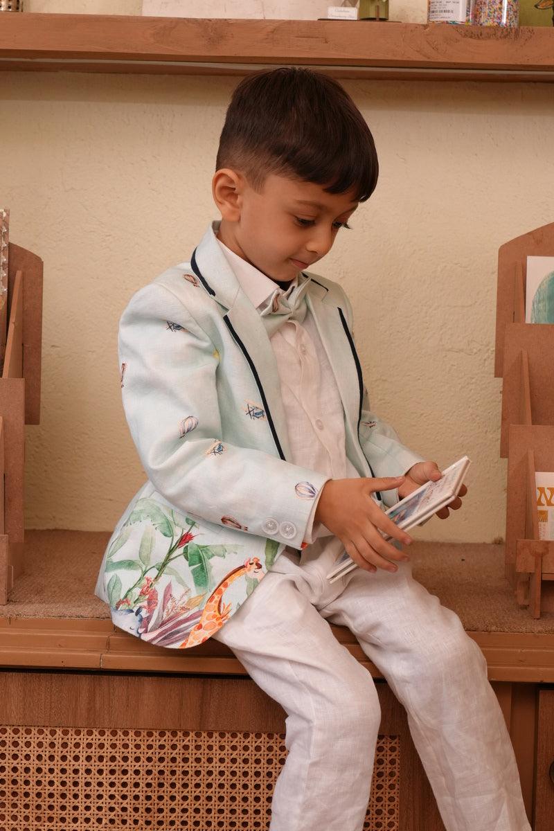 Nature Flights Pure Linen Blazer Set