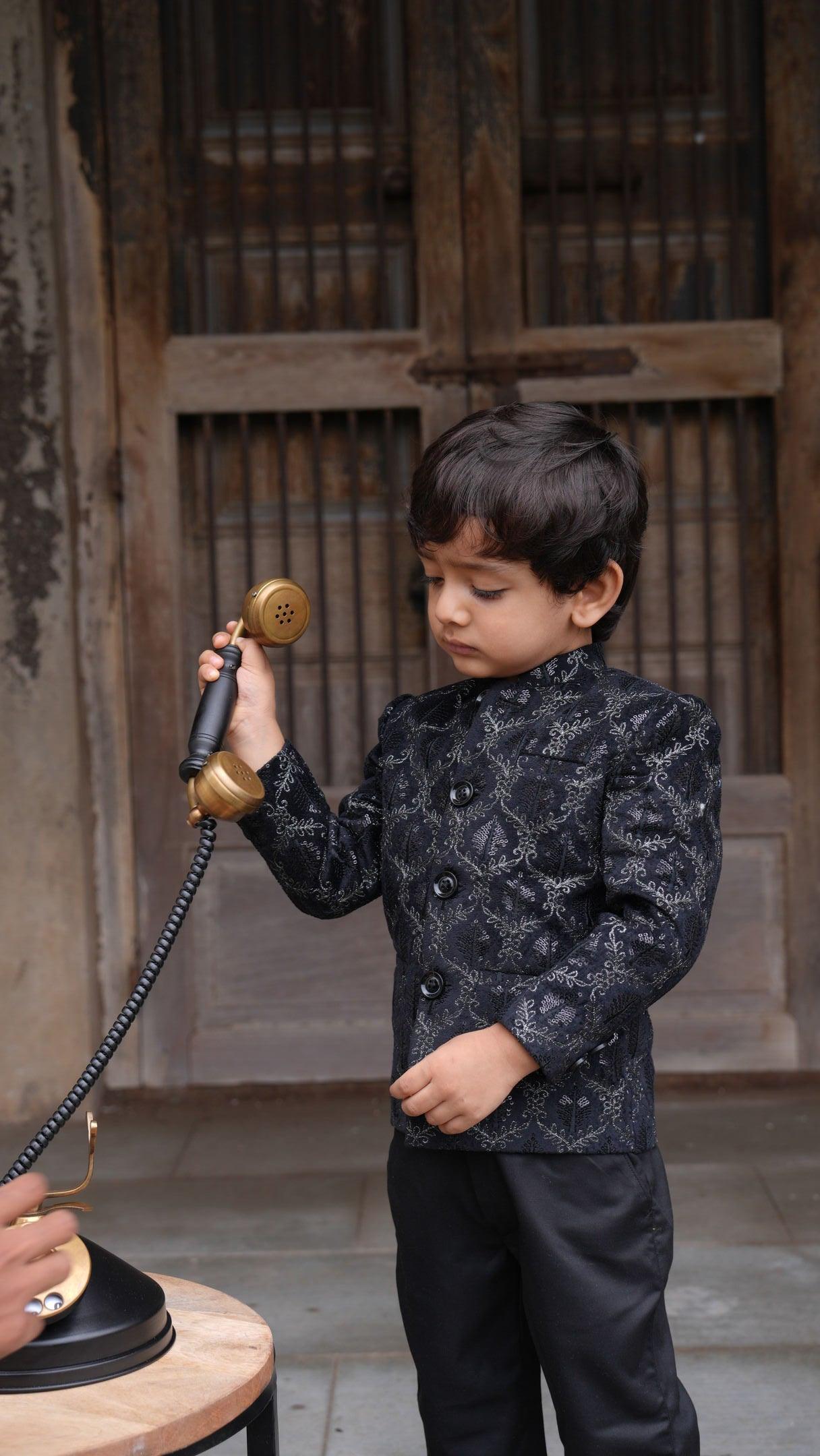 Beautiful Tree Work Premium Velvet Jodhpuri Bandgala with Pants - Funny Bones Clothings