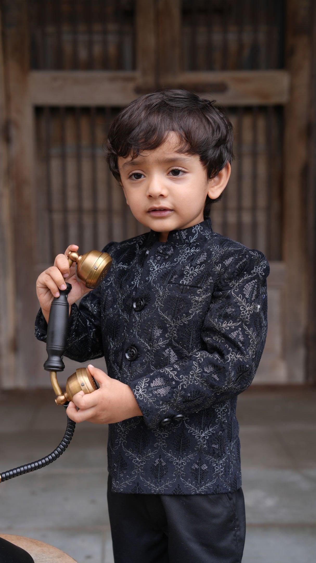 Beautiful Tree Work Premium Velvet Jodhpuri Bandgala with Pants - Funny Bones Clothings