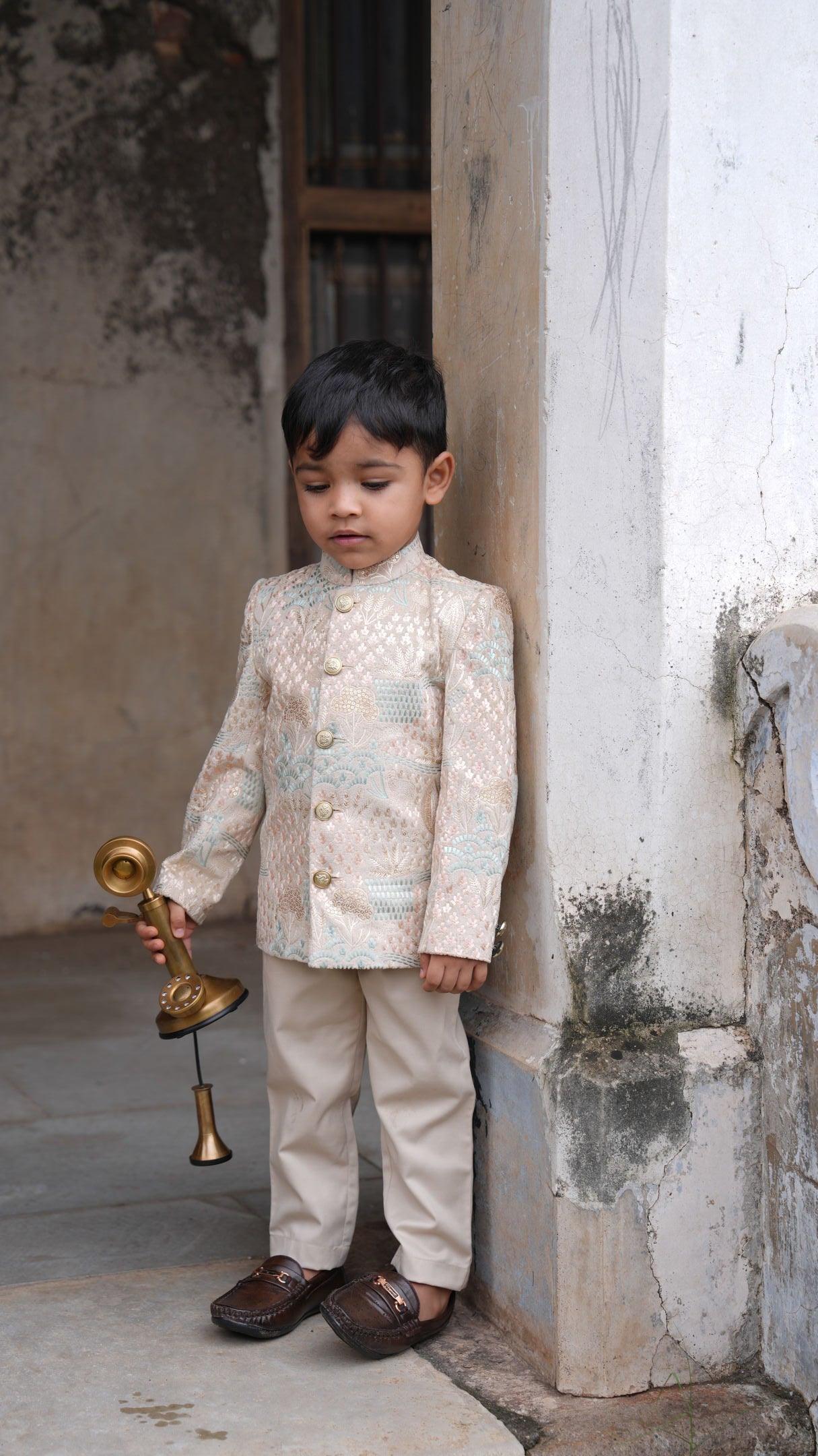 Deer Work Premium Velvet Jodhpuri Bandgala with Pants - Funny Bones Clothings