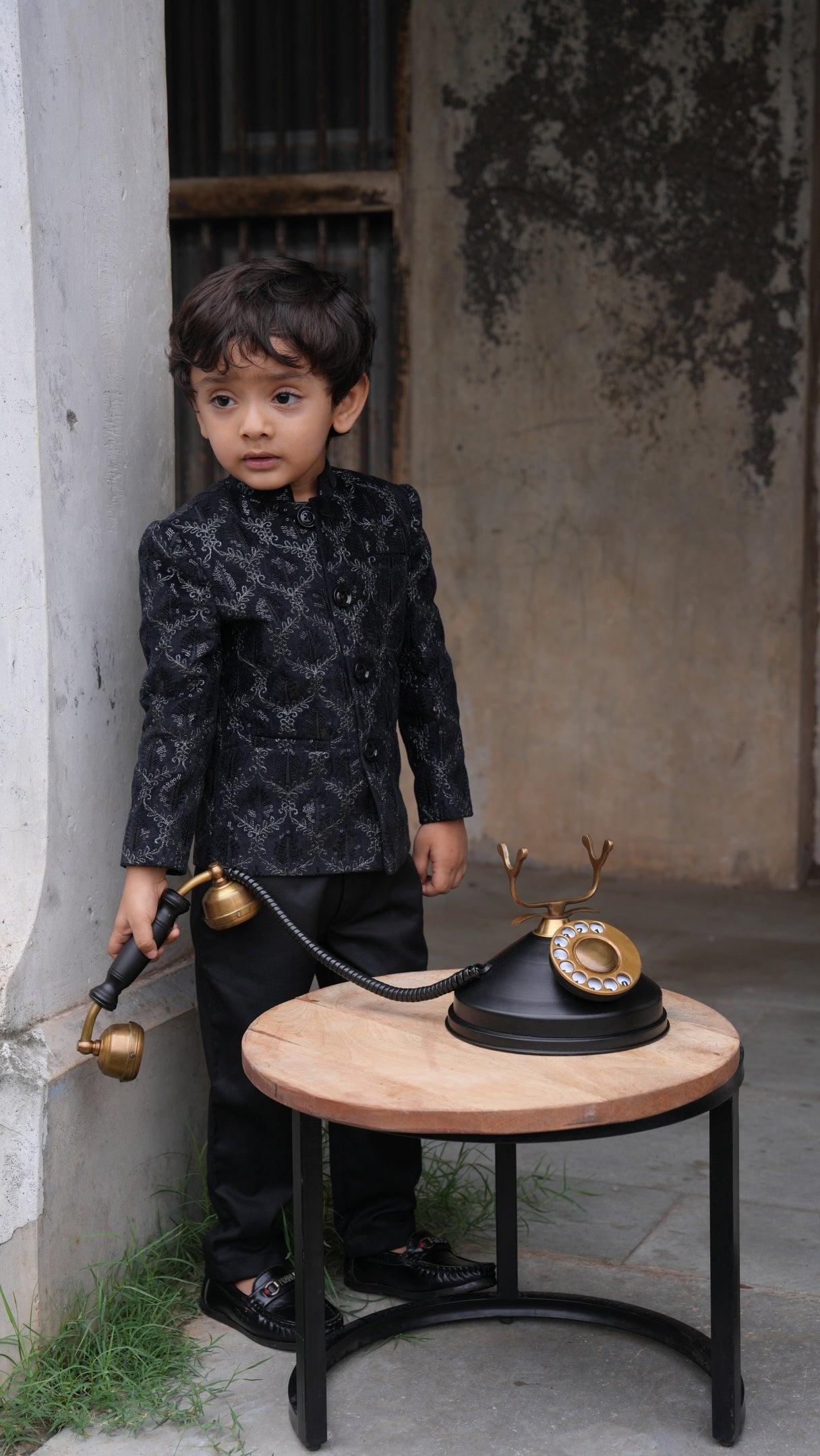 Beautiful Tree Work Premium Velvet Jodhpuri Bandgala with Pants - Funny Bones Clothings