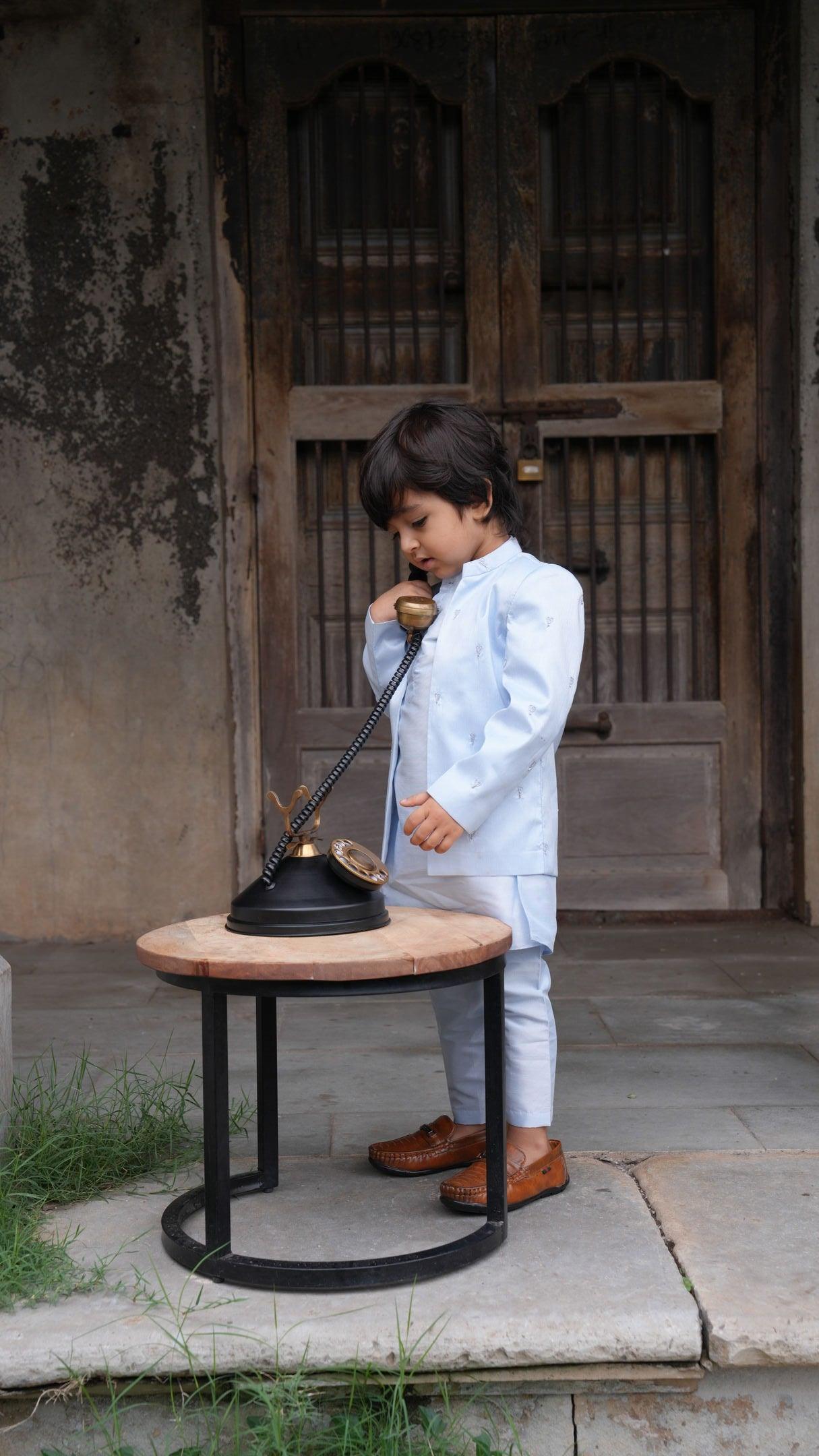 Beautiful Heart Work Premium Silk Jodhpuri Open Jacket with Kurta Pajama Set - Funny Bones Clothings