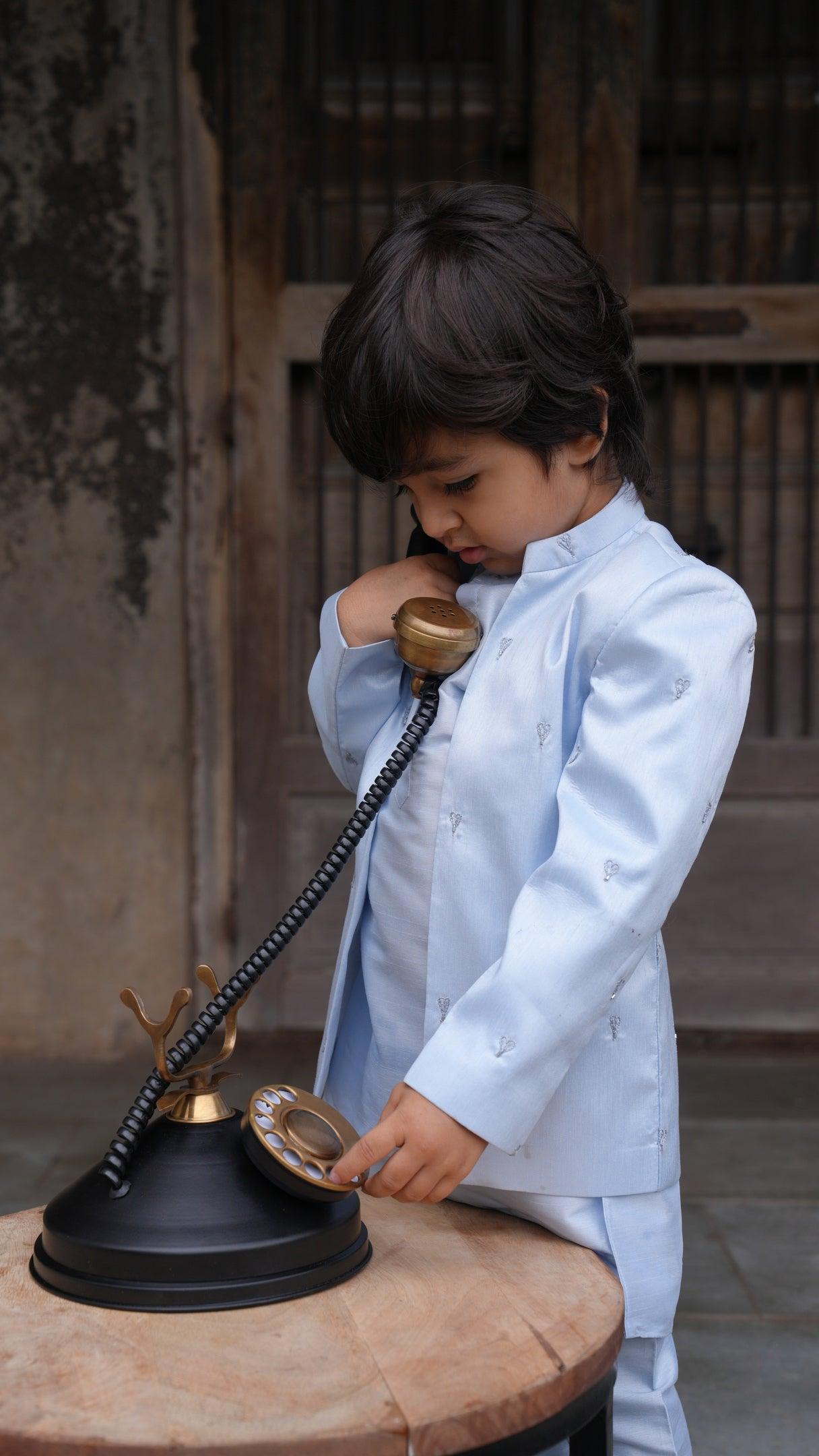 Beautiful Heart Work Premium Silk Jodhpuri Open Jacket with Kurta Pajama Set - Funny Bones Clothings