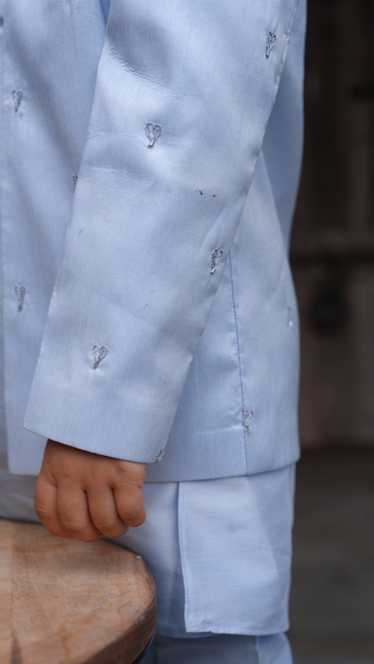 Beautiful Heart Work Premium Silk Jodhpuri Open Jacket with Kurta Pajama Set - Funny Bones Clothings