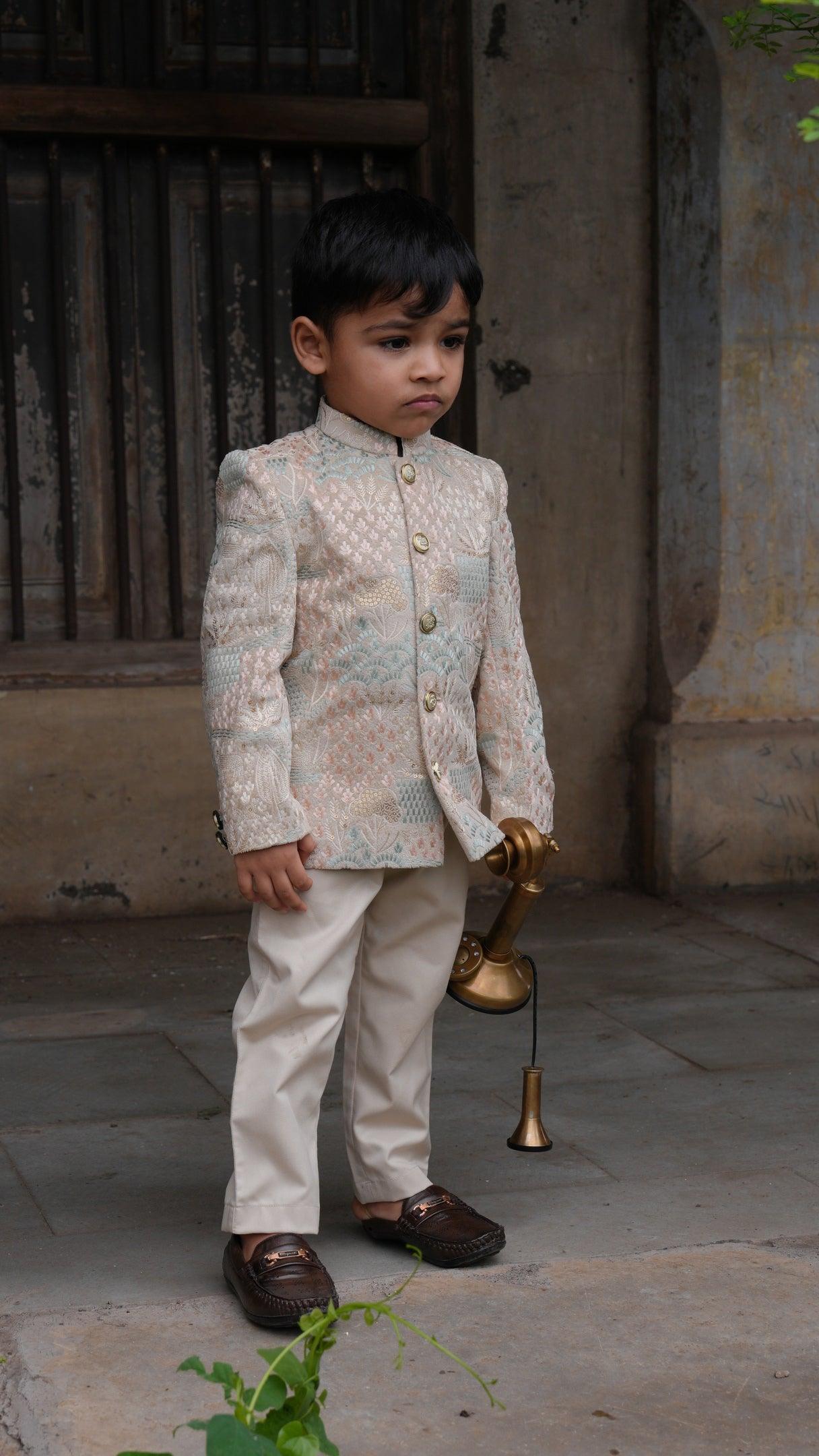 Deer Work Premium Velvet Jodhpuri Bandgala with Pants - Funny Bones Clothings