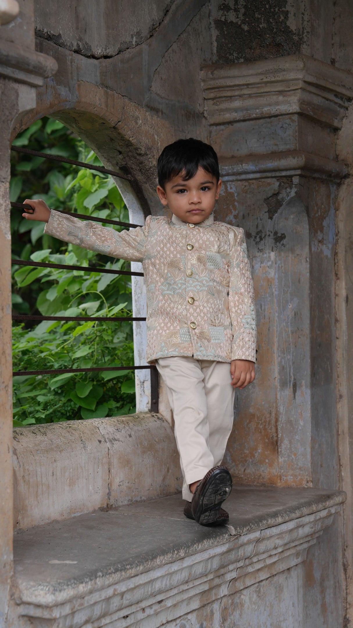 Deer Work Premium Velvet Jodhpuri Bandgala with Pants - Funny Bones Clothings