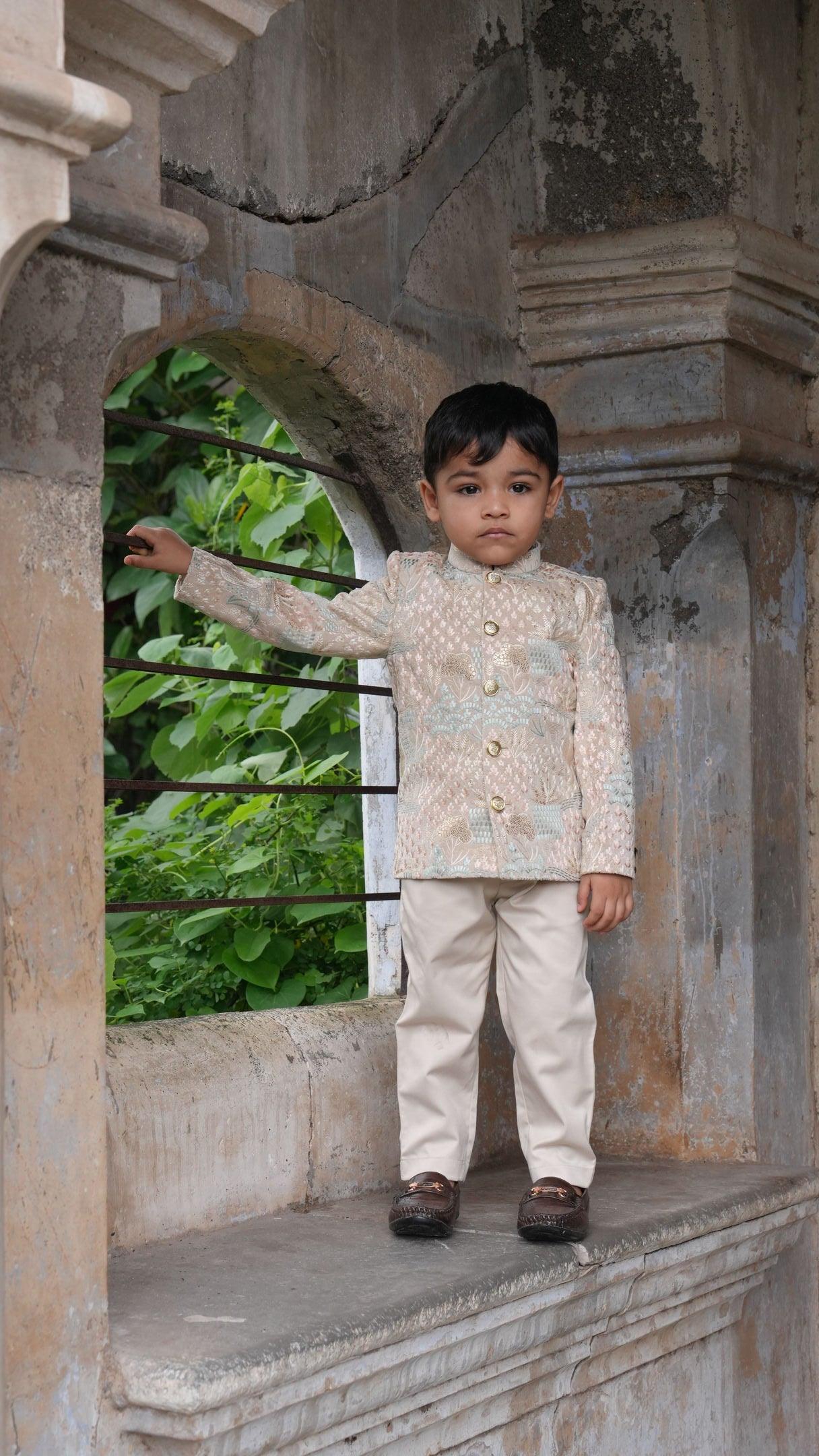 Deer Work Premium Velvet Jodhpuri Bandgala with Pants - Funny Bones Clothings